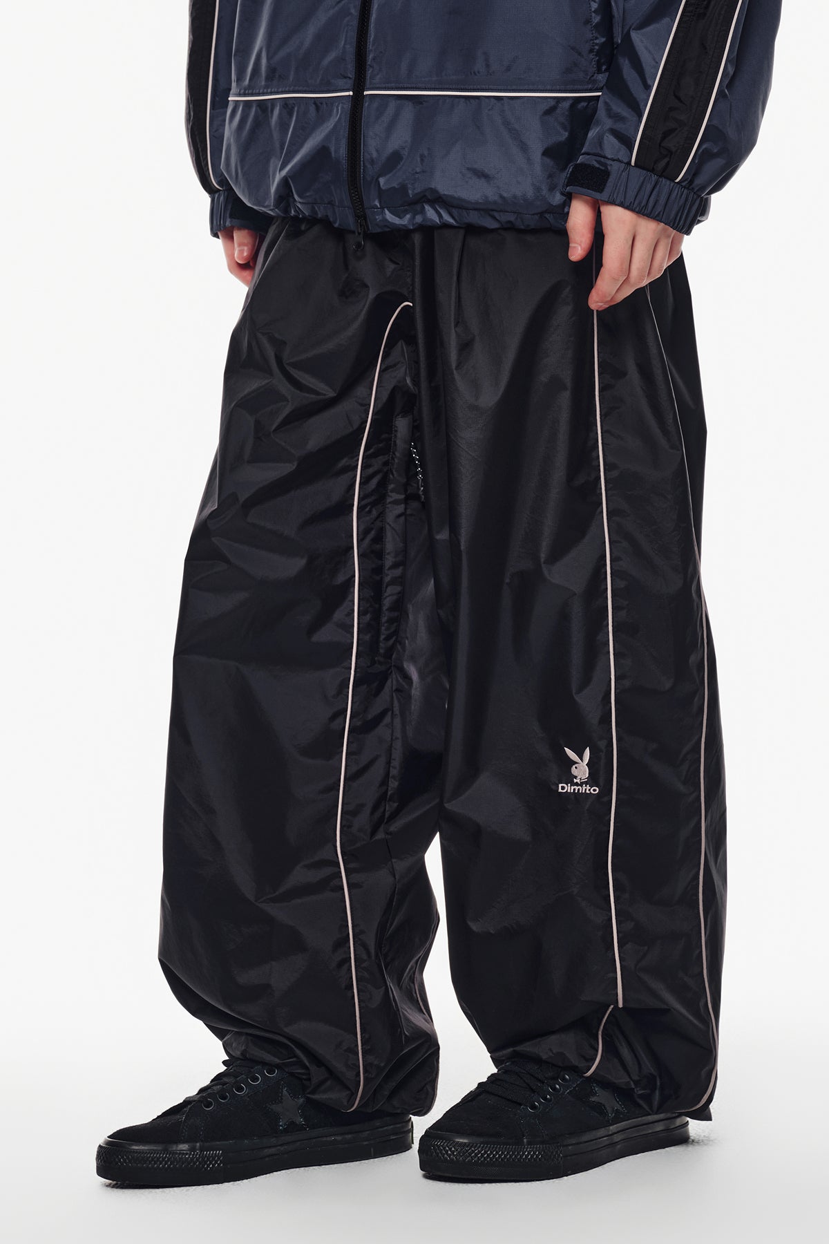 [PLAYBOY x DIMITO] PIPING BANDED PANTS (WIDE FIT LV.2) BLACK