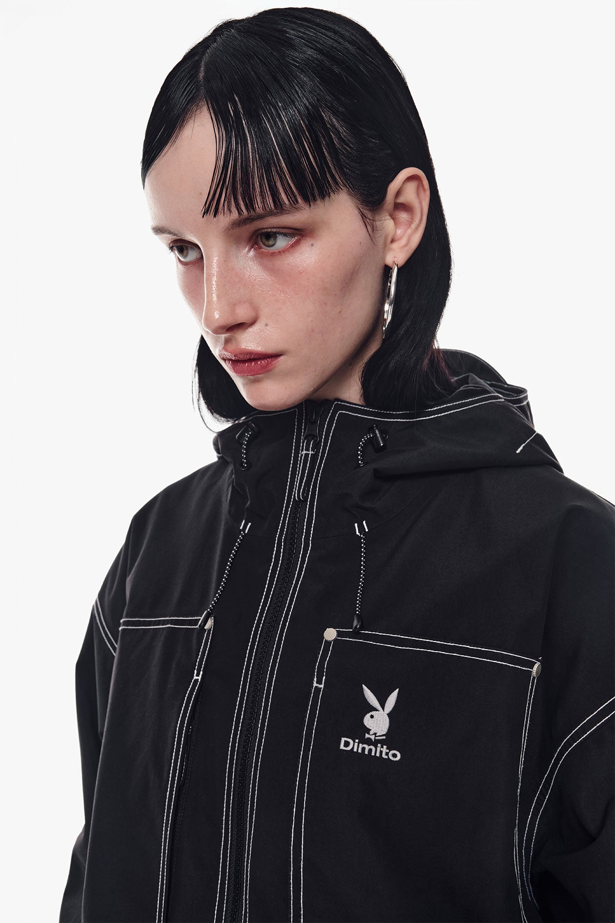 [PLAYBOY x DIMITO] STITCHED TRUCKER JACKET BLACK