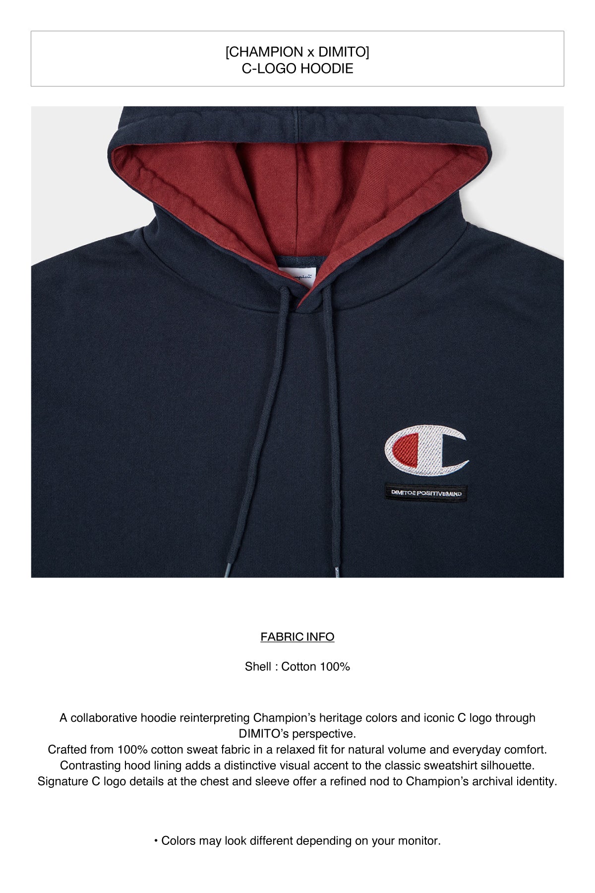 [CHAMPION x DIMITO] C-LOGO HOODIE NAVY (Available date : 26.10.12)