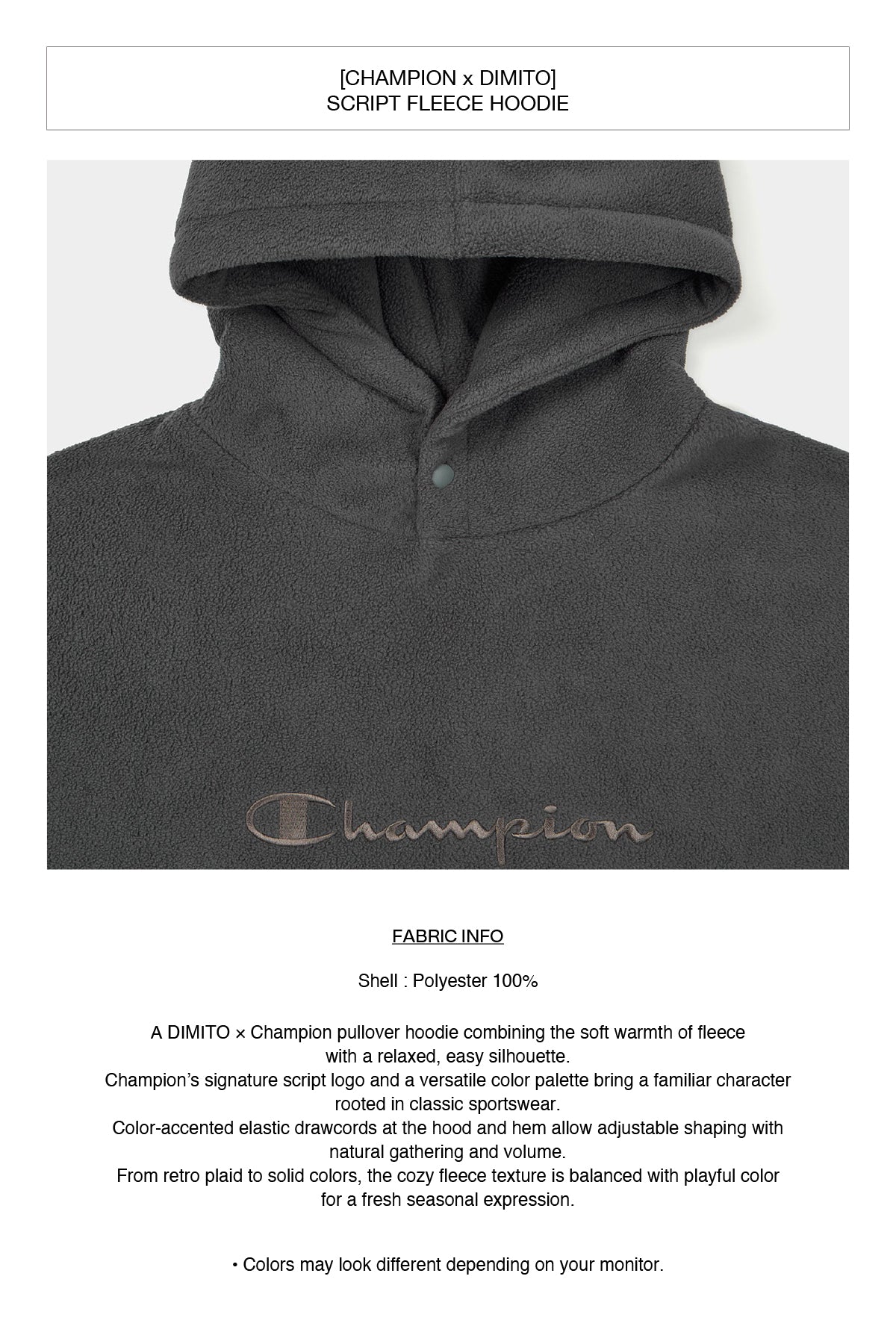 [CHAMPION x DIMITO] SCRIPT FLEECE HOODIE DARK GREY (Available date : 26.10.12)