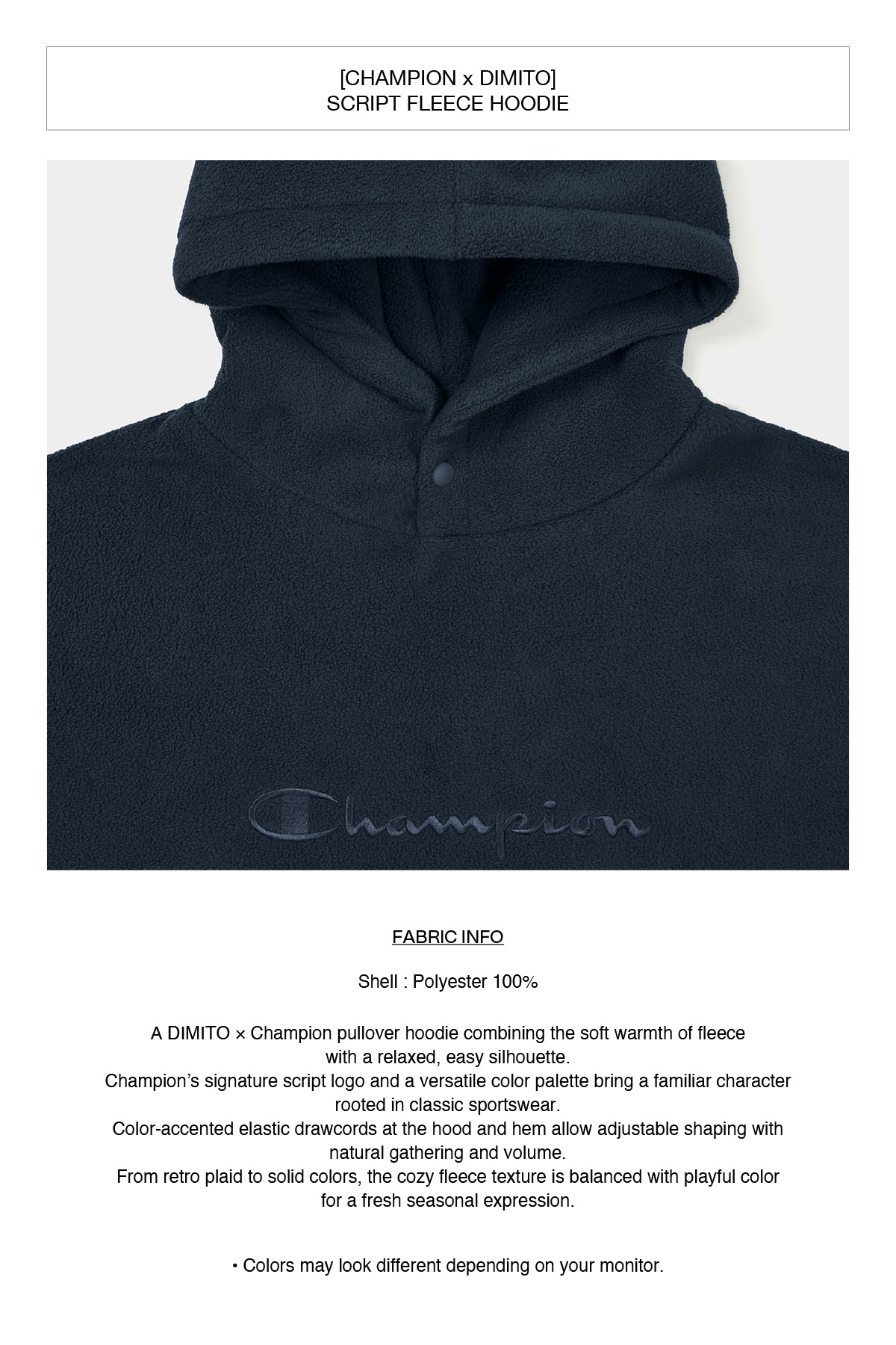 [CHAMPION x DIMITO] SCRIPT FLEECE HOODIE INDIGO (Available date : 26.10.12)