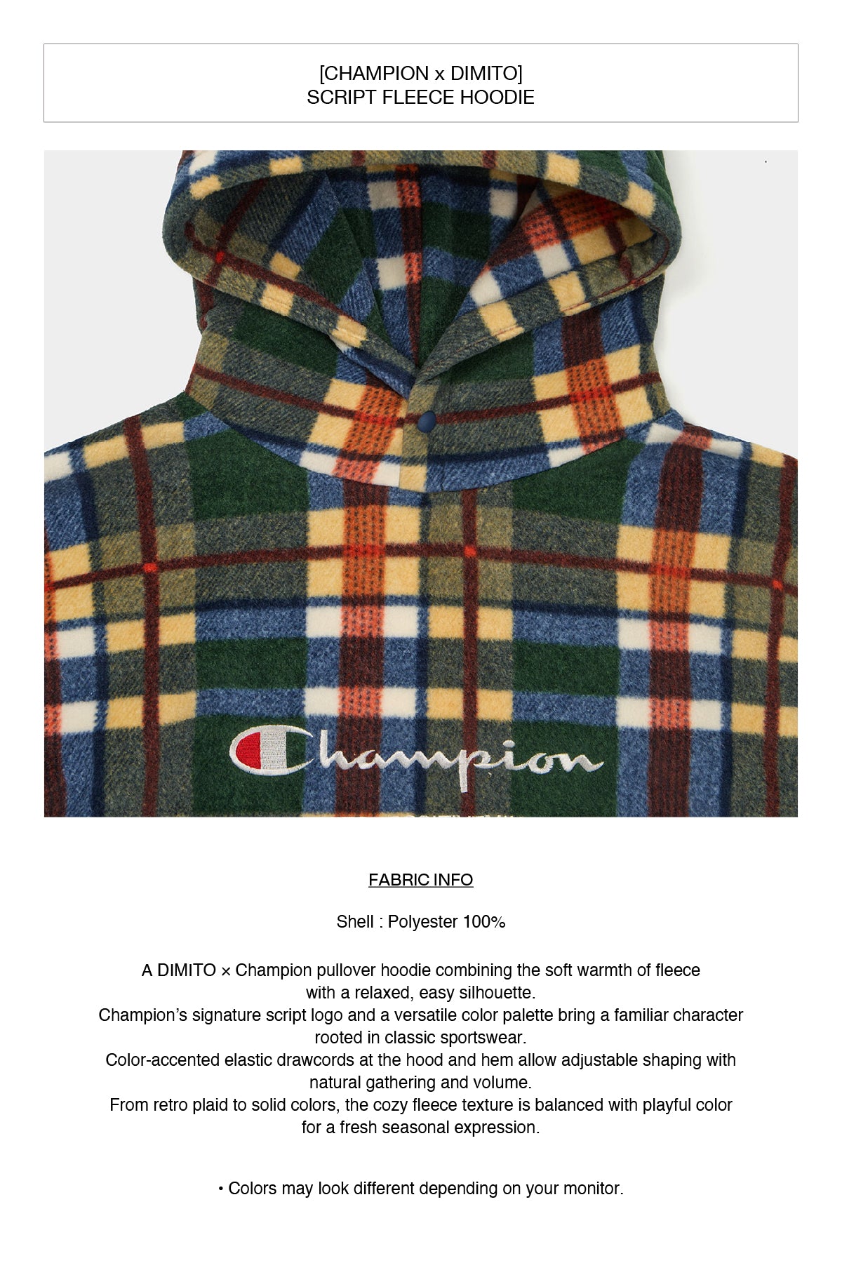 [CHAMPION x DIMITO] SCRIPT FLEECE HOODIE RETRO CHECK (Available date : 26.10.12)