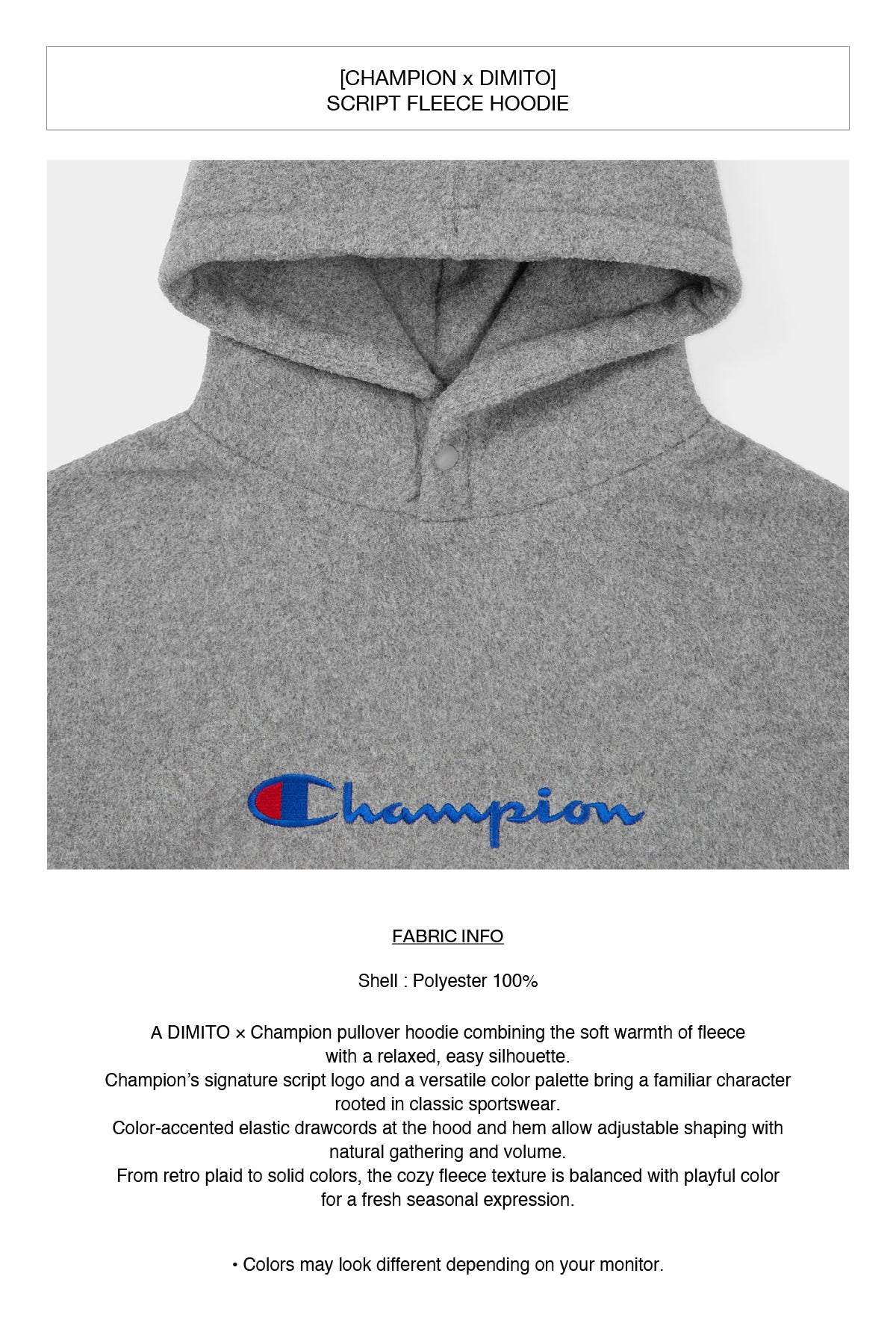 [CHAMPION x DIMITO] SCRIPT FLEECE HOODIE WARM GREY (Available date : 26.10.12)