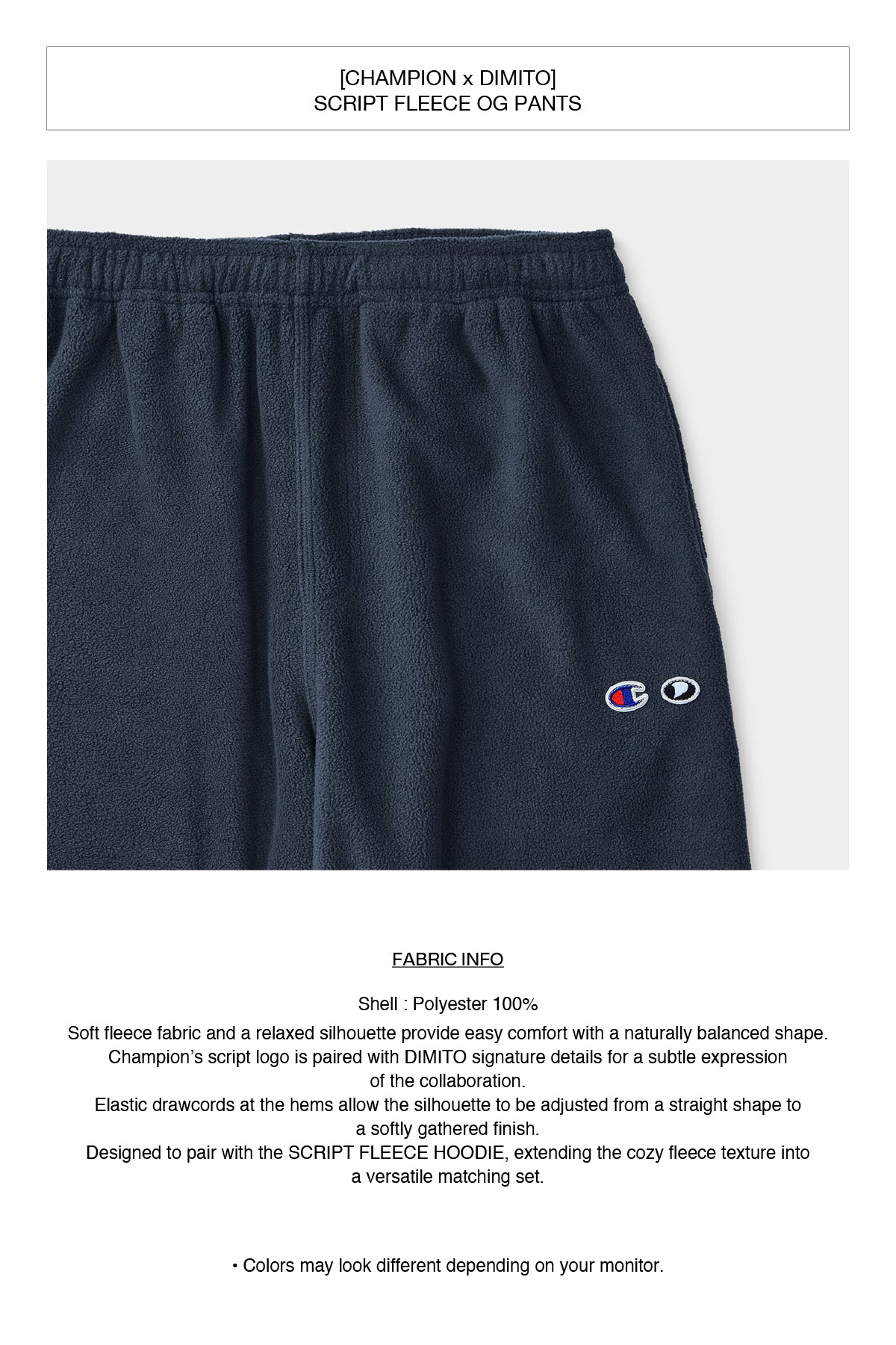 [CHAMPION x DIMITO] SCRIPT FLEECE OG PANTS INDIGO (Available date : 26.10.12)