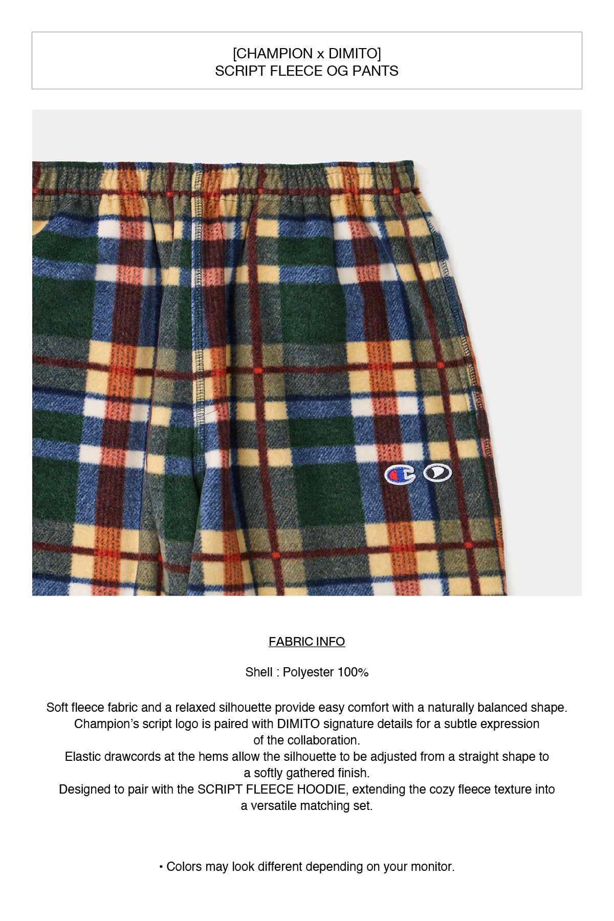 [CHAMPION x DIMITO] SCRIPT FLEECE OG PANTS RETRO CHECK (Available date : 26.10.12)