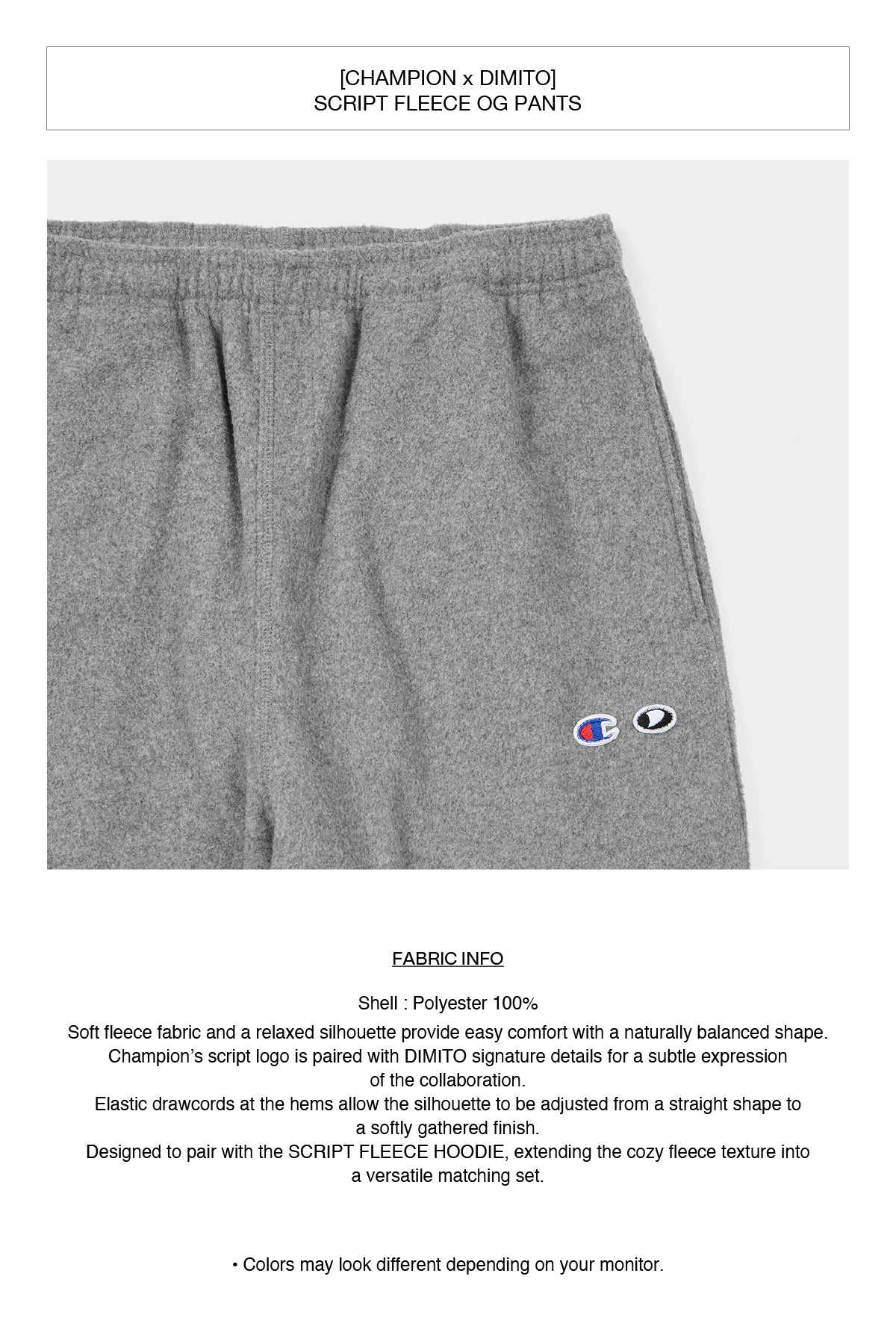 [CHAMPION x DIMITO] SCRIPT FLEECE OG PANTS WARM GREY (Available date : 26.10.12)