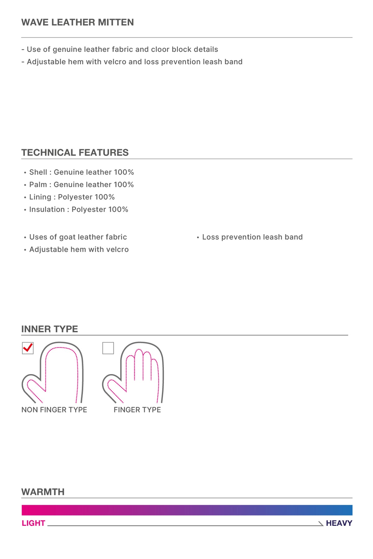WAVE LEATHER MITTEN BLACK
