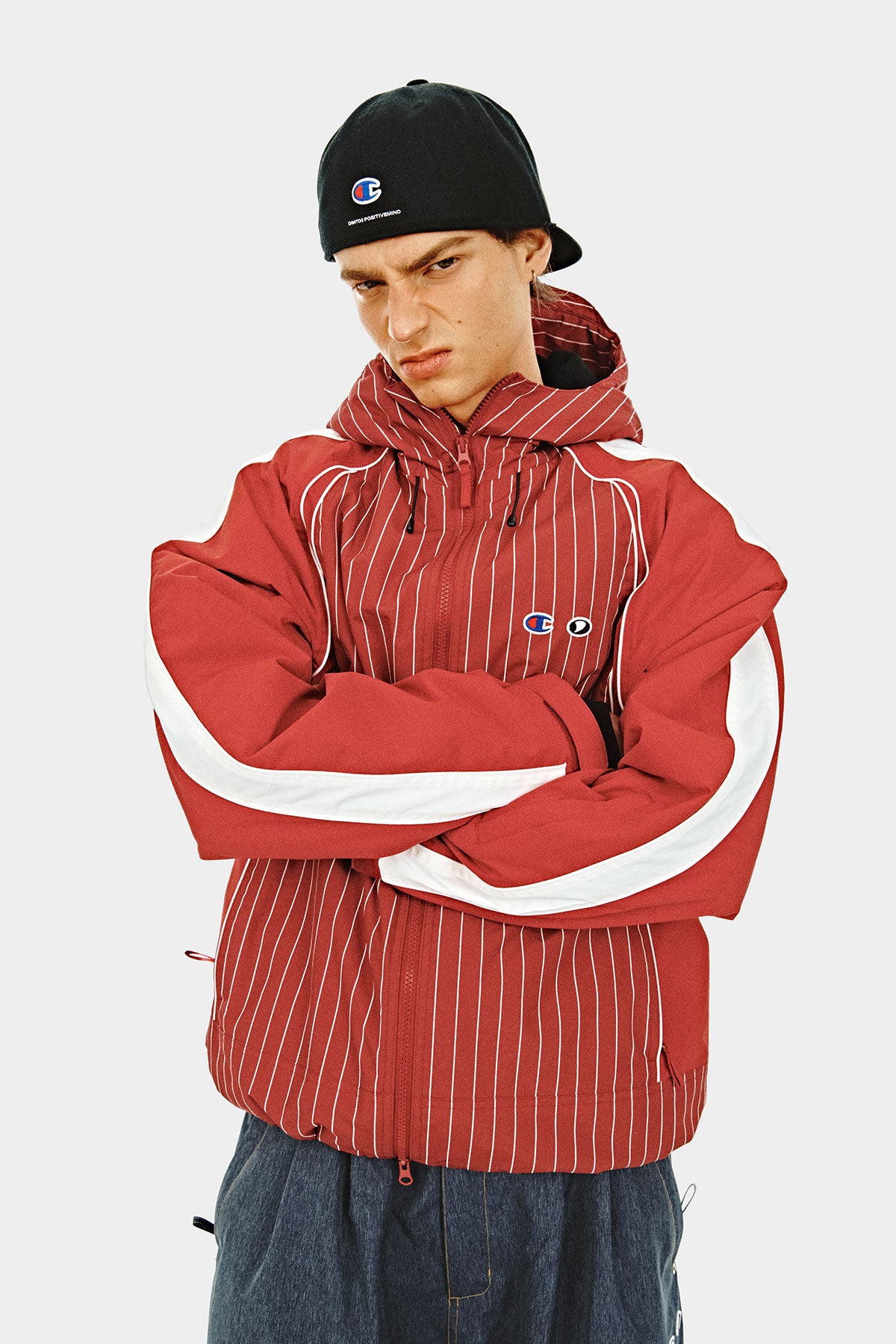 [CHAMPION x DIMITO] HERITAGE BLOCK LINE JACKET STRIPE RED (Available date : 26.10.12)