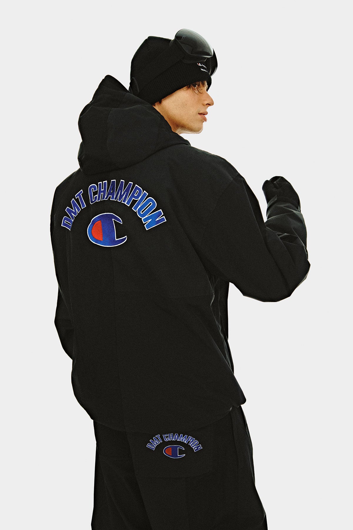 [CHAMPION x DIMITO] C-LOGO COLLEGE PATCHWORK JACKET BLACK MIX (Available date : 26.10.12)