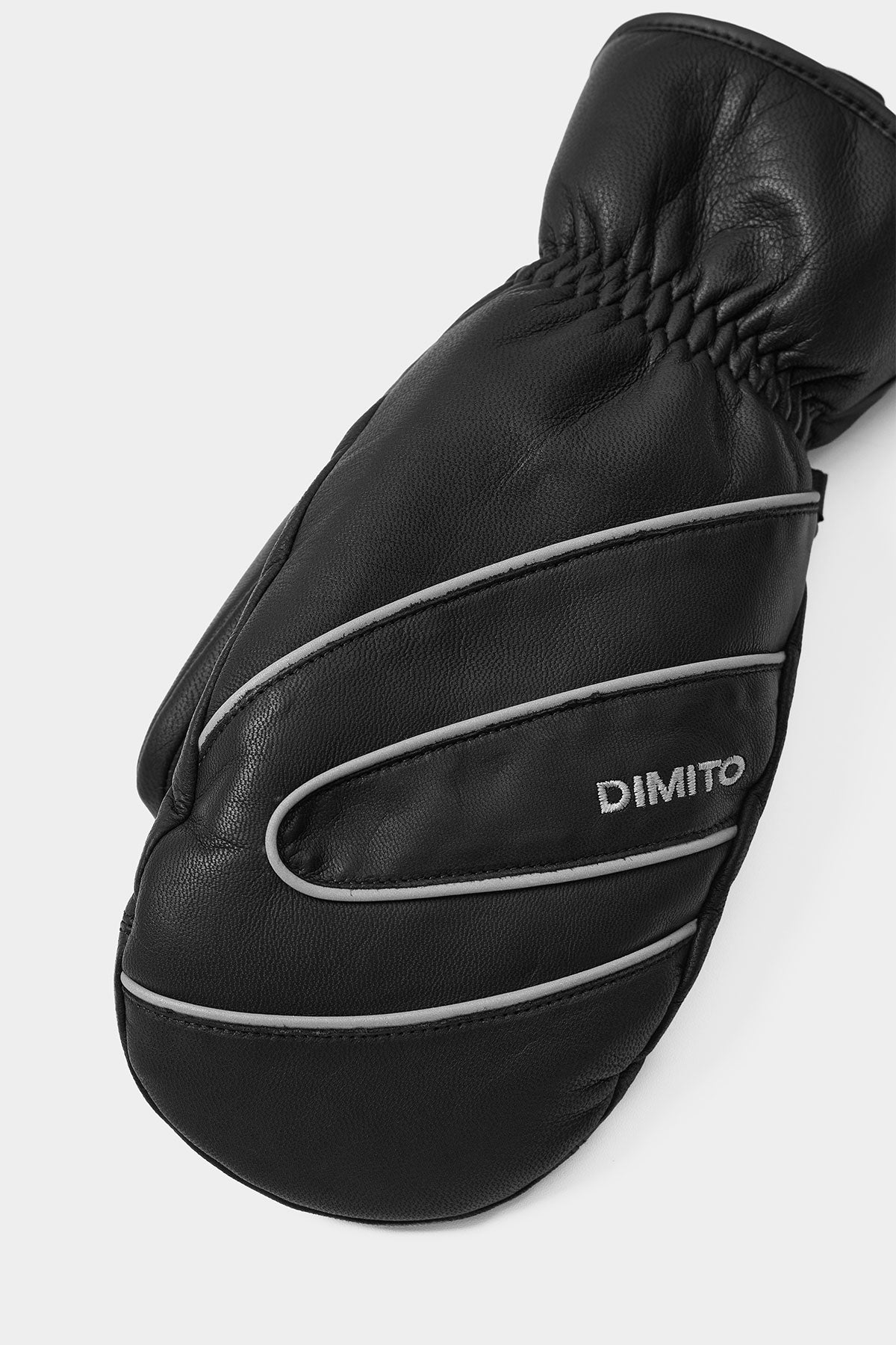 PIPING LEATHER MITTEN BLACK
