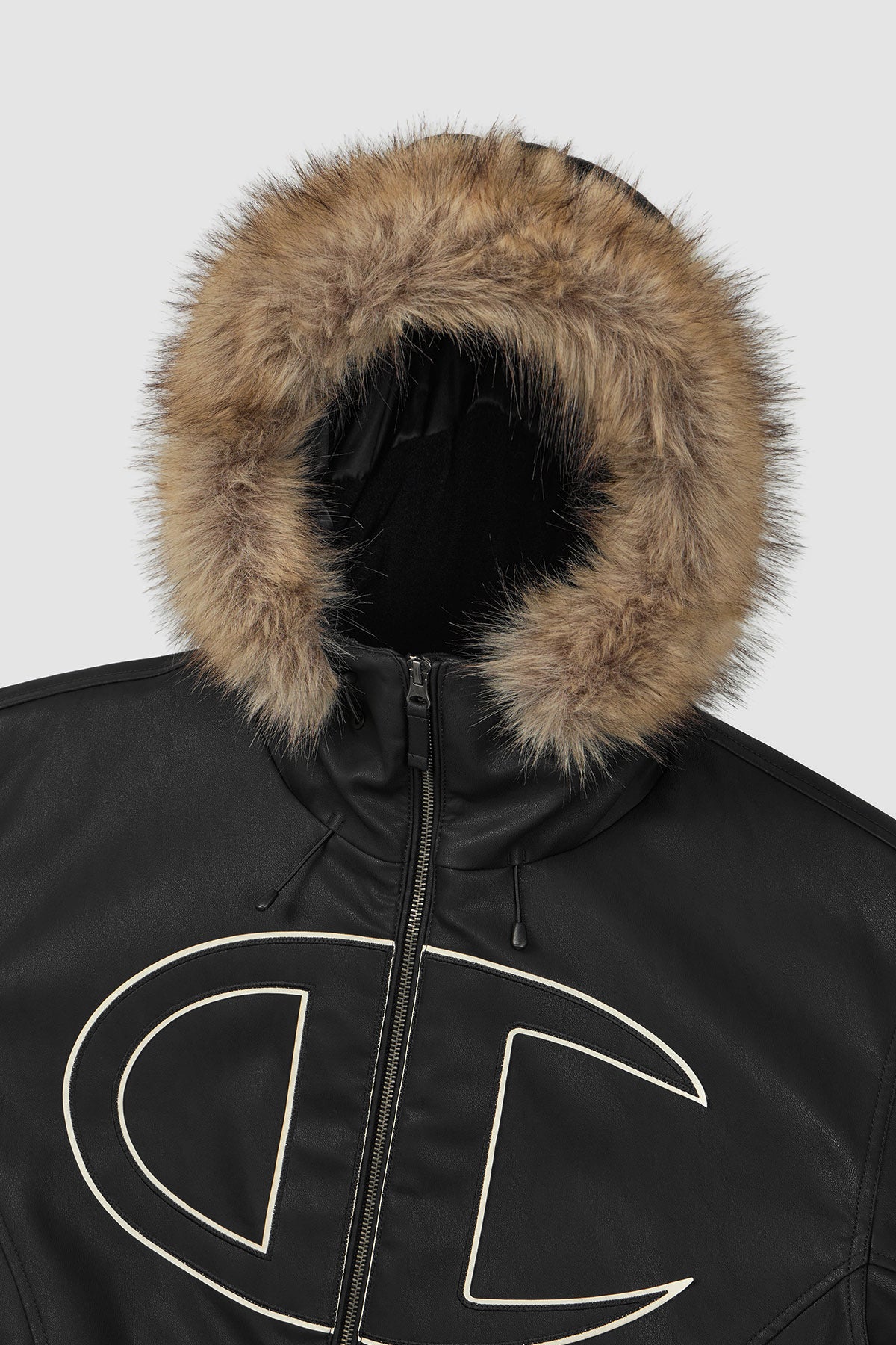 [CHAMPION x DIMITO] GIANT C-LOGO BOMBER JACKET FAUX LEATHER BLACK (Available date : 26.10.12)