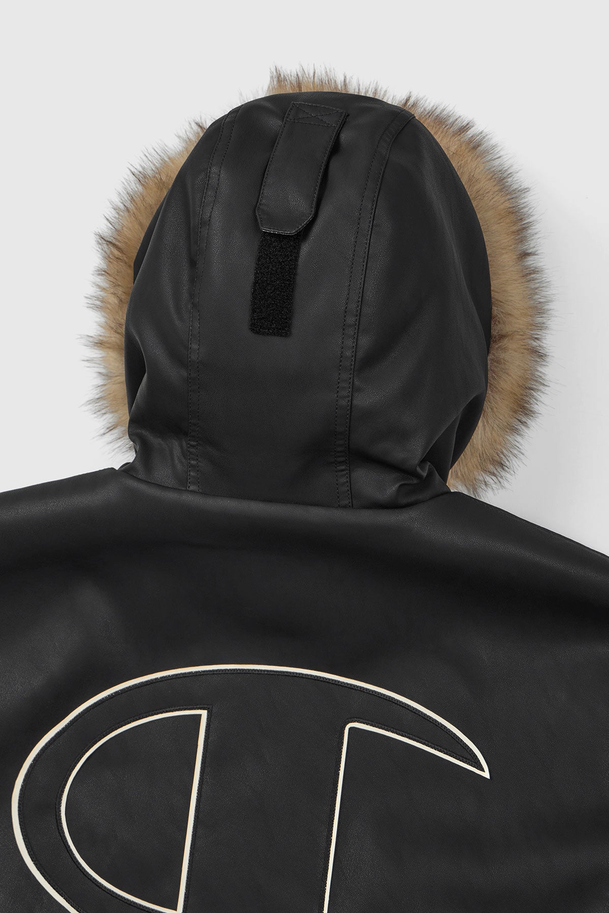 [CHAMPION x DIMITO] GIANT C-LOGO BOMBER JACKET FAUX LEATHER BLACK (Available date : 26.10.12)