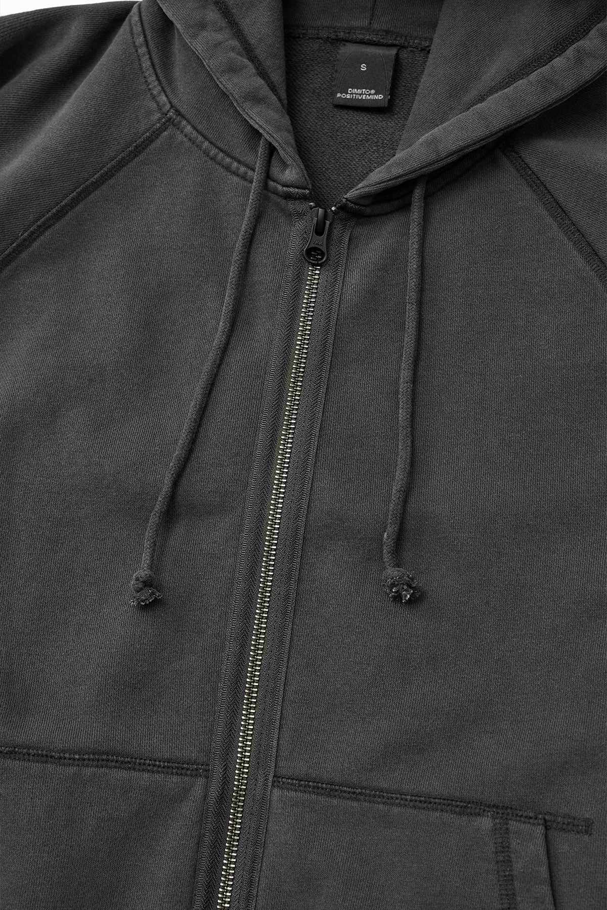 OVERLOCK ZIP-UP GD HOODIE WASHED BLACK