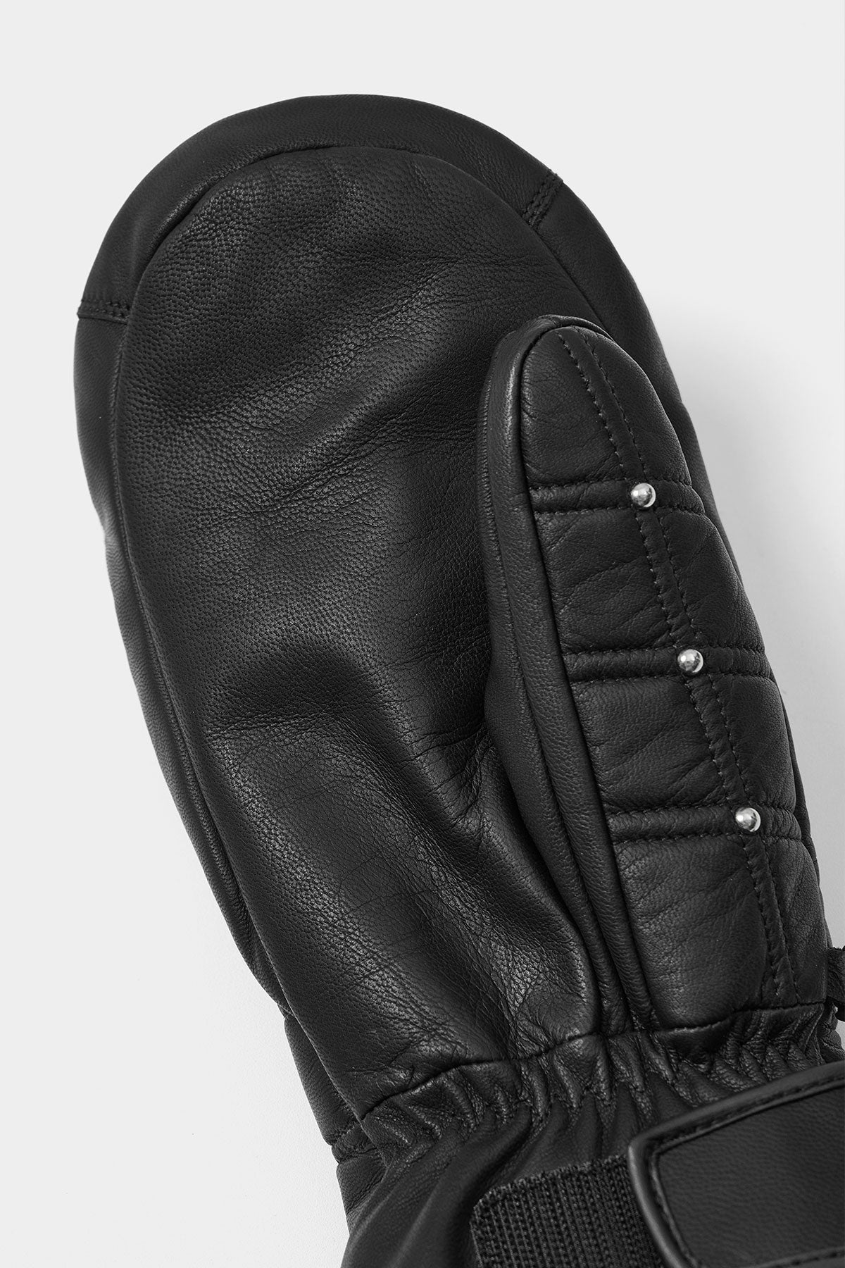 STUD LEATHER MITTEN BLACK