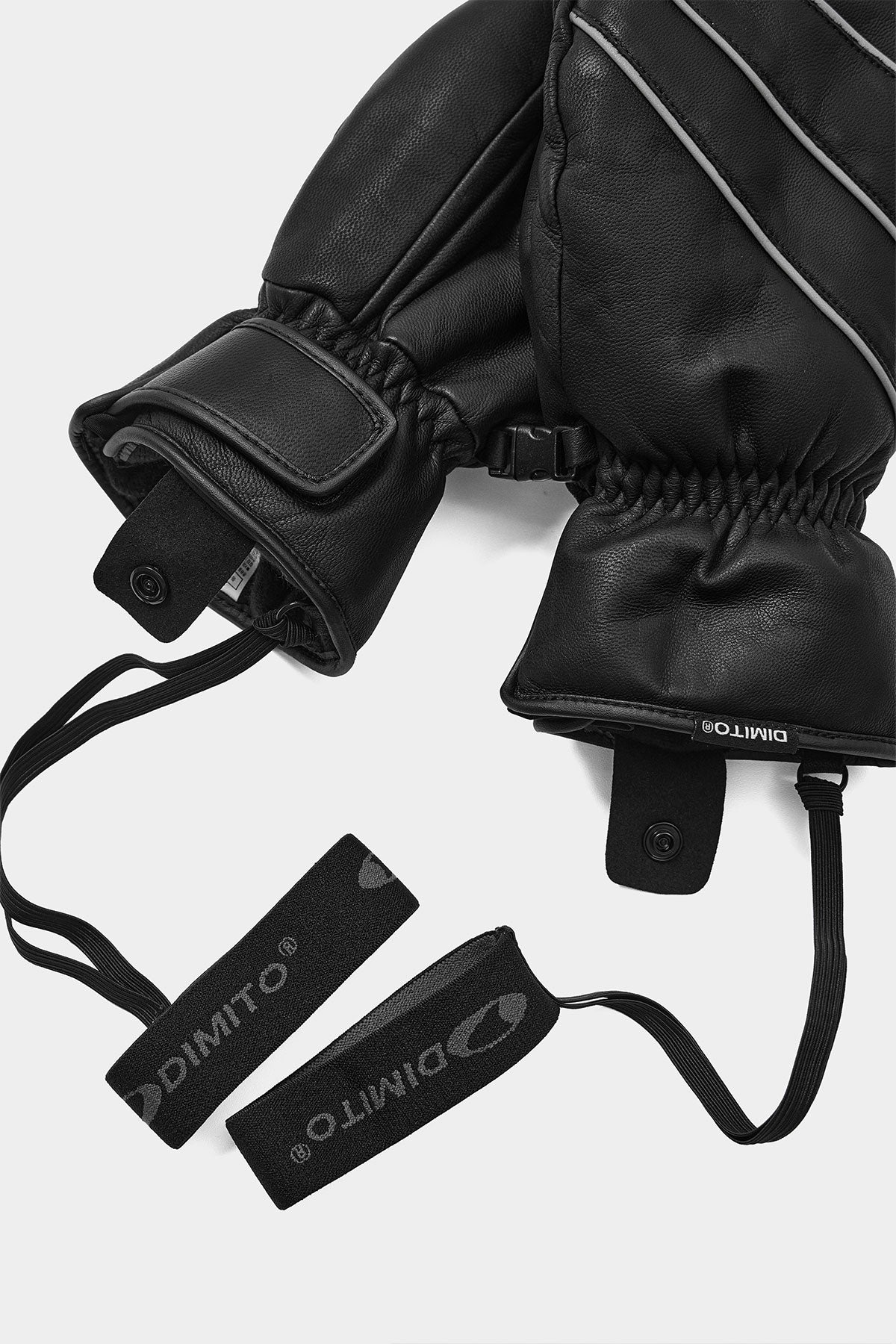 PIPING LEATHER MITTEN BLACK
