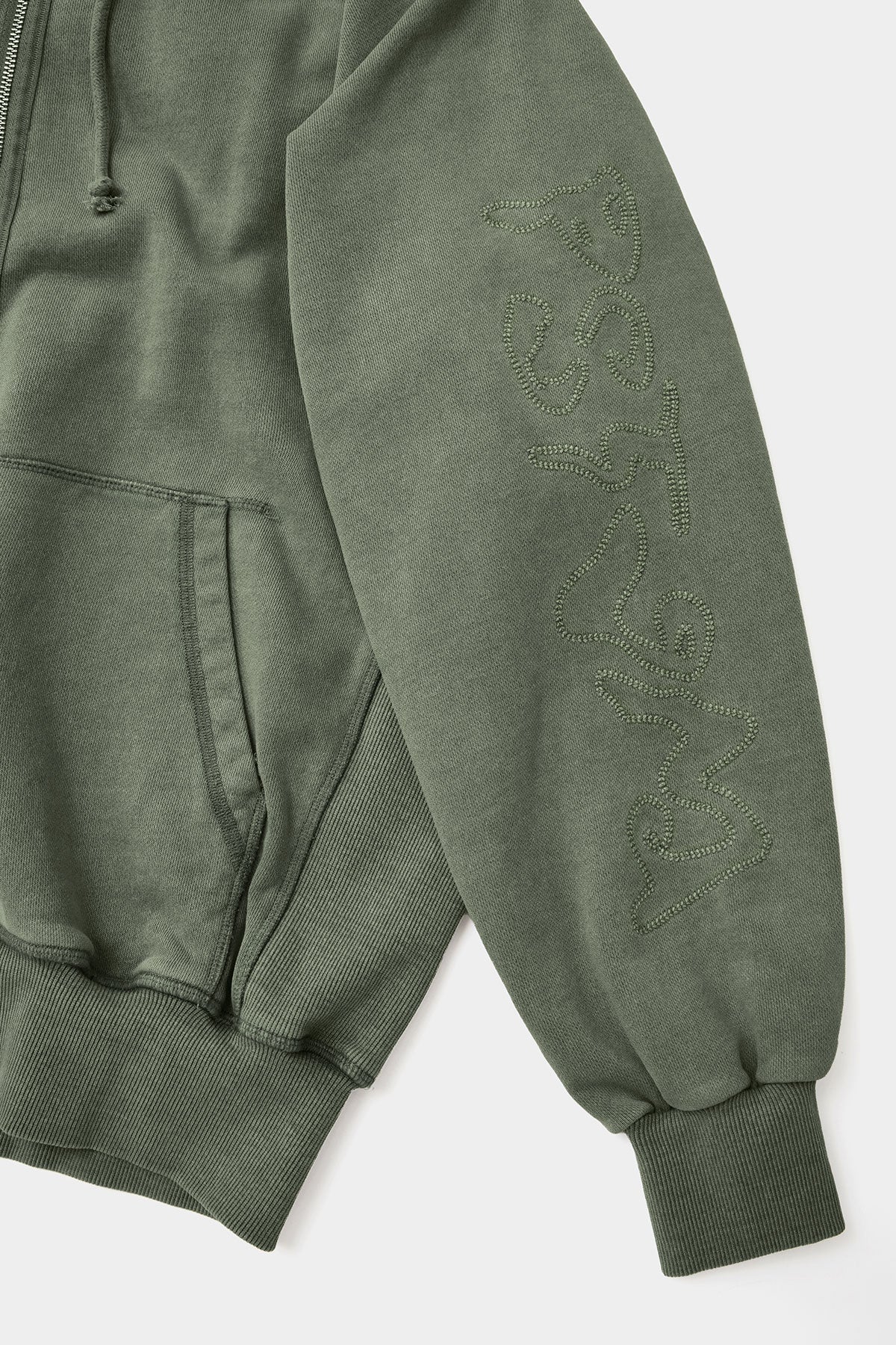 OVERLOCK ZIP-UP GD HOODIE WASHED KHAKI