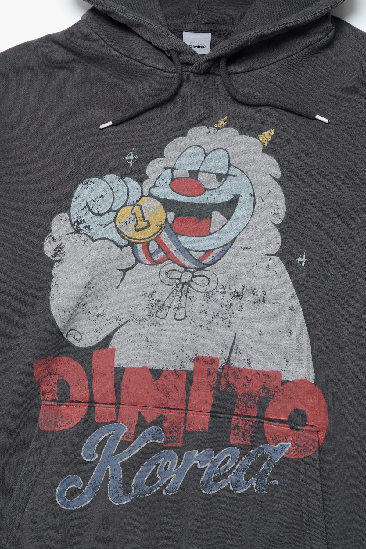 TEAM KOREA REPLICA TURRI CARTOON LOGO HOODIE VINTAGE BLACK