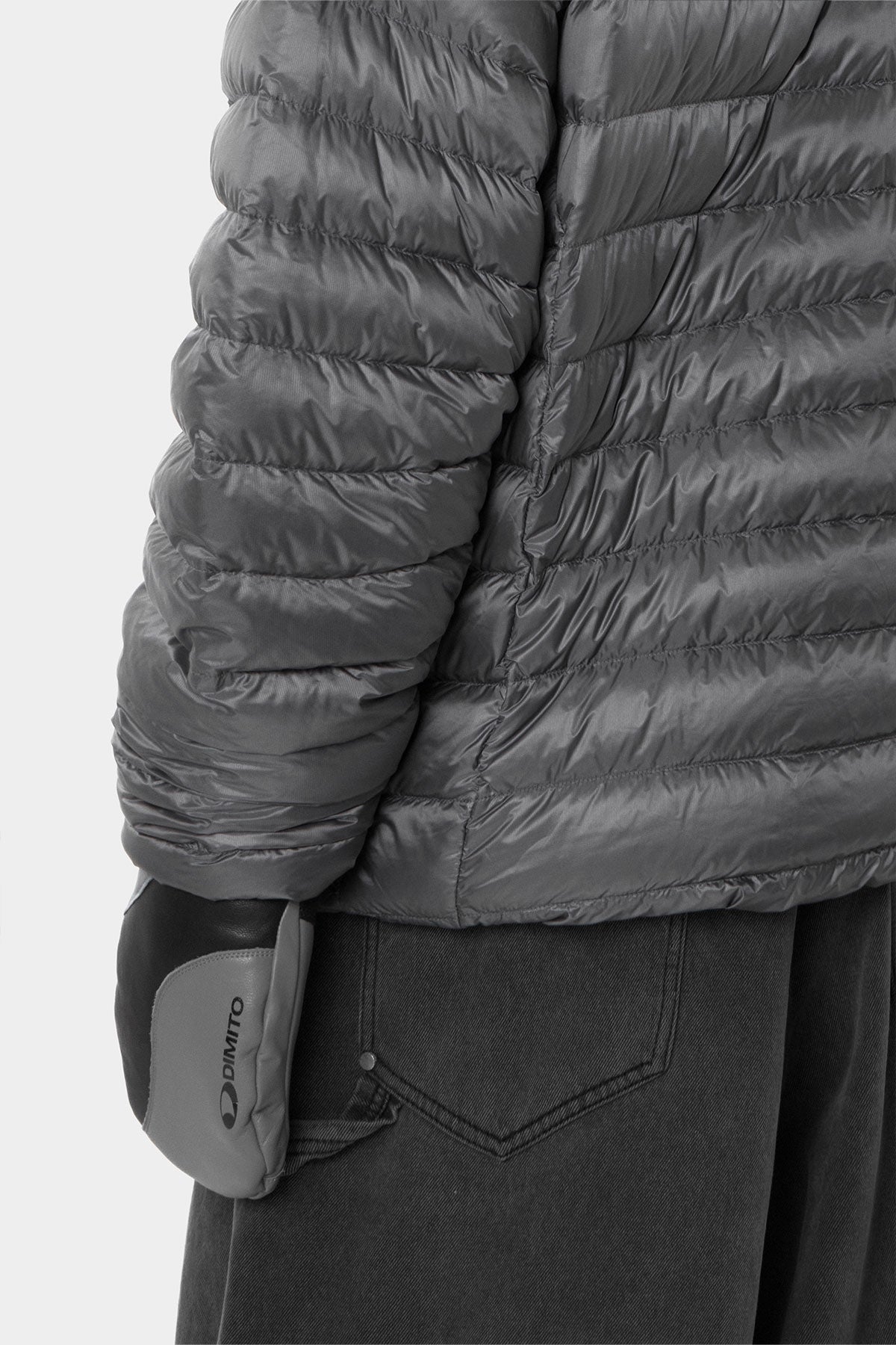 WAVE LEATHER MITTEN GREY