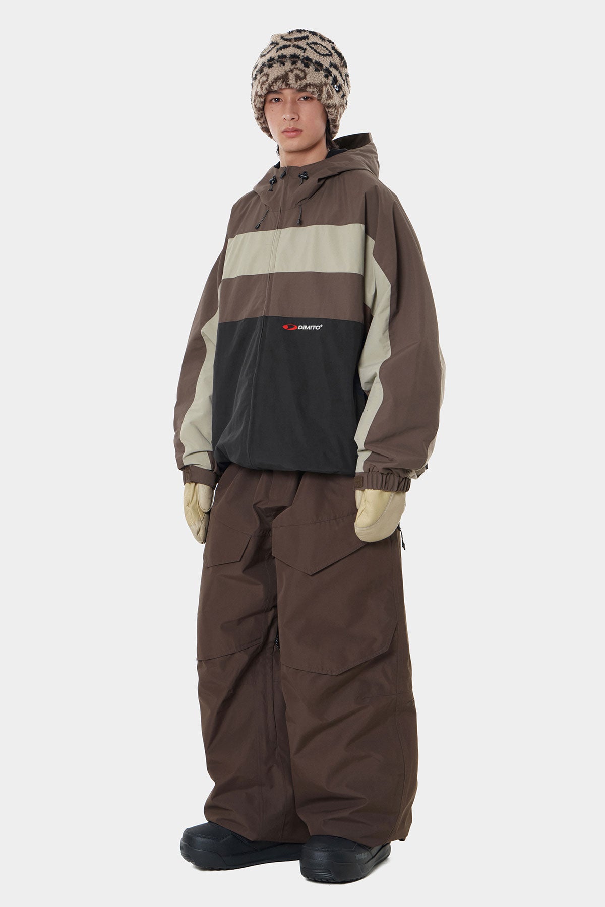 WAVE LEATHER MITTEN SAND