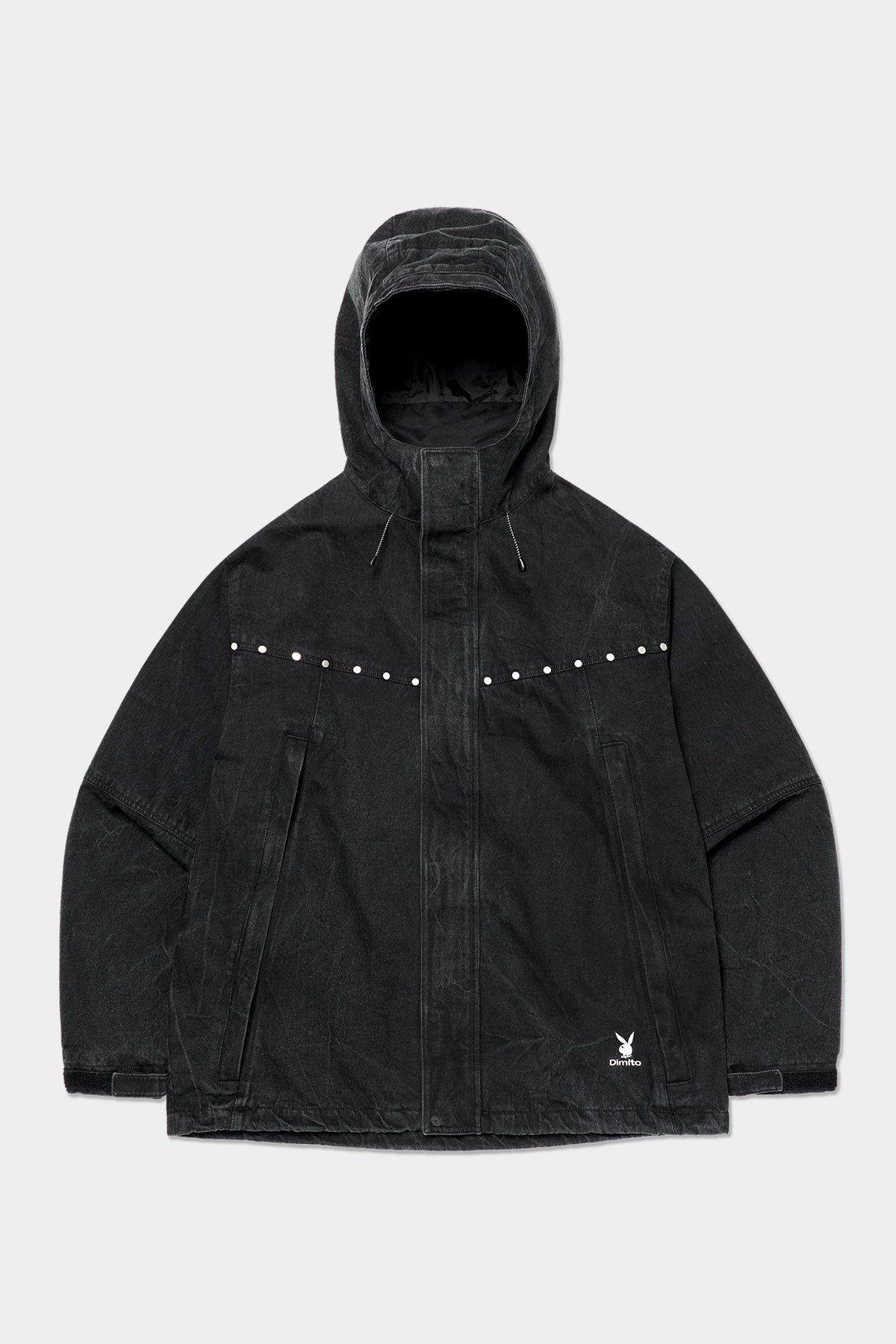 [PLAYBOY x DIMITO] STUD WESTERN DENIM JACKET WASHED BLACK