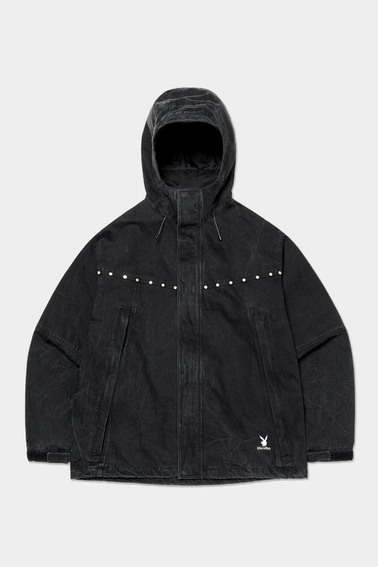 [PLAYBOY x DIMITO] STUD WESTERN DENIM JACKET WASHED BLACK