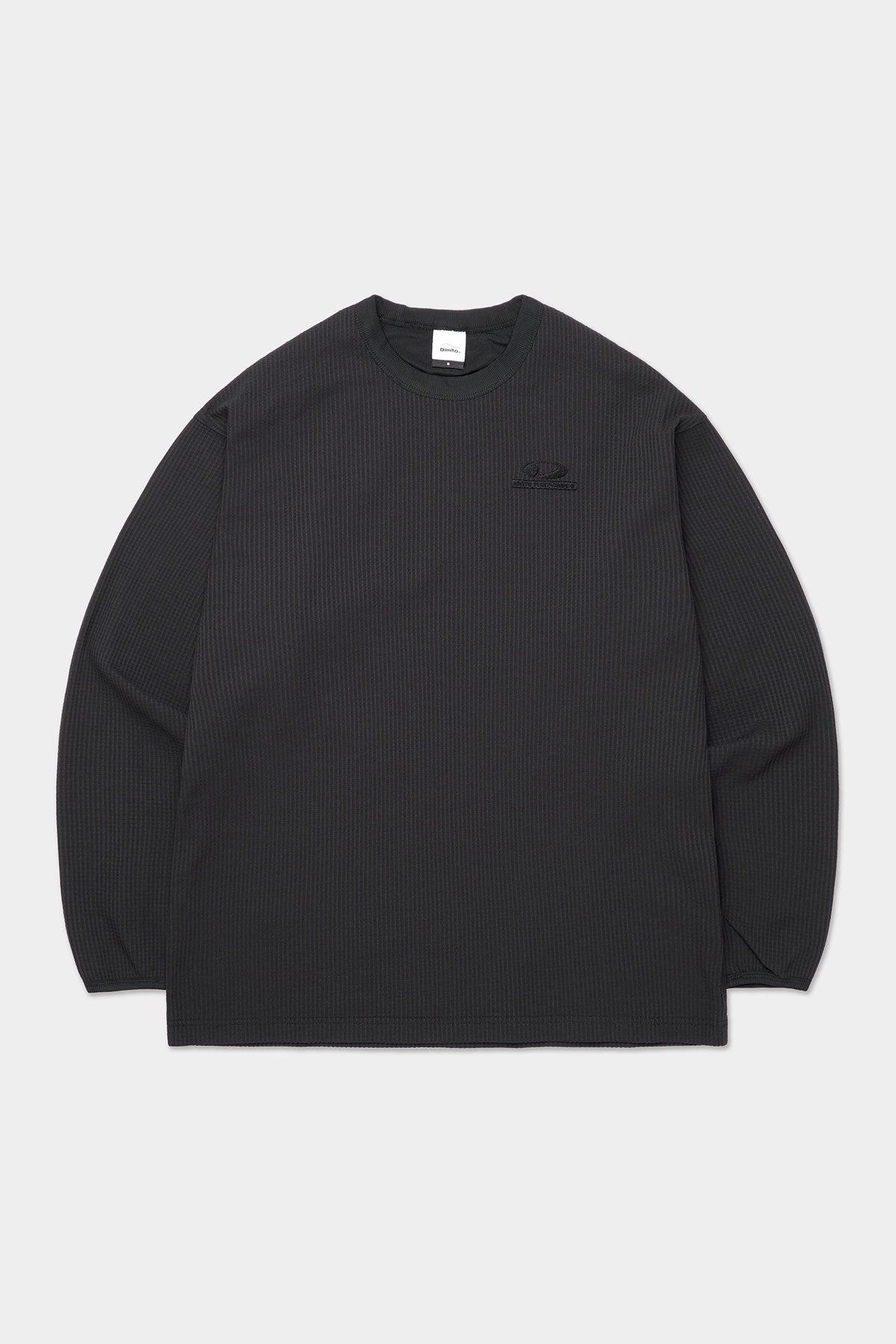 LIGHT WEIGHT WAFFLE LSV TEE BLACK