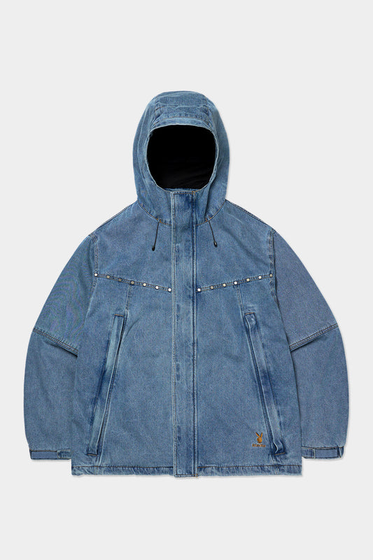 [PLAYBOY x DIMITO] STUD WESTERN DENIM JACKET WASHED BLUE