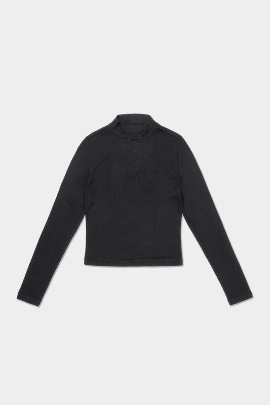 [PLAYBOY x DIMITO] BUNNY CHARMSTONE NECK TOP BLACK