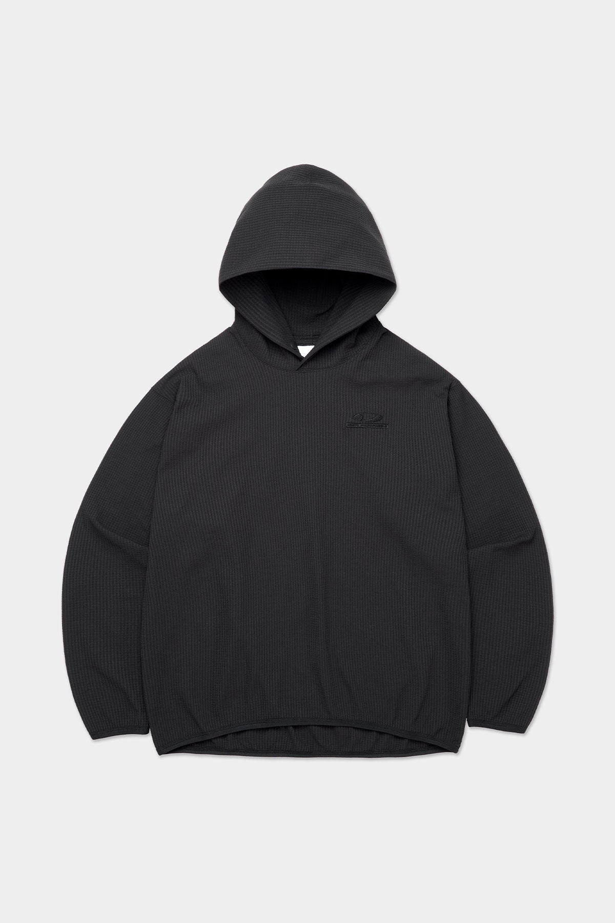 LIGHT WEIGHT WAFFLE HOODIE BLACK