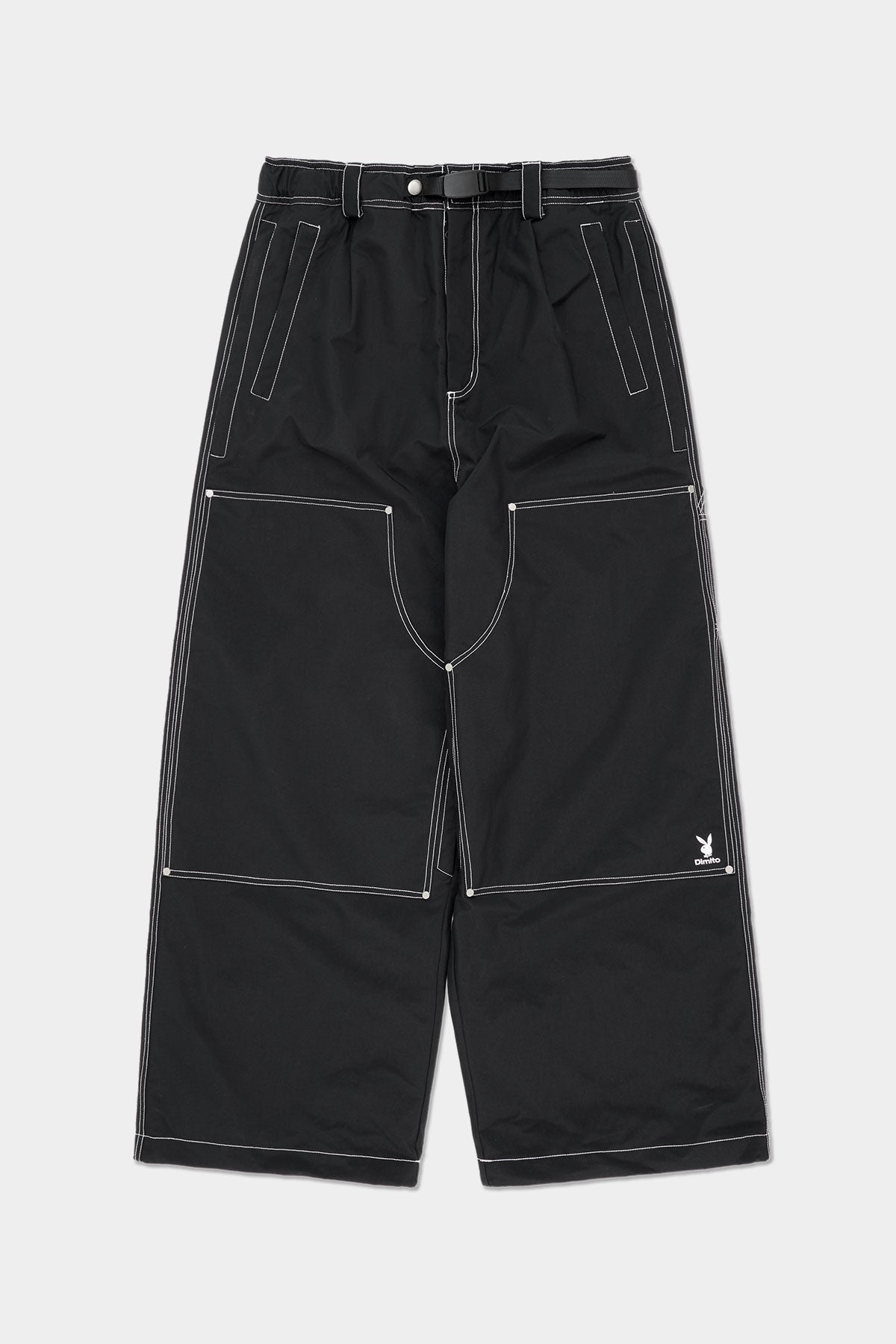 [PLAYBOY x DIMITO] DOUBLE KNEE PANTS (WIDE FIT LV.2) BLACK