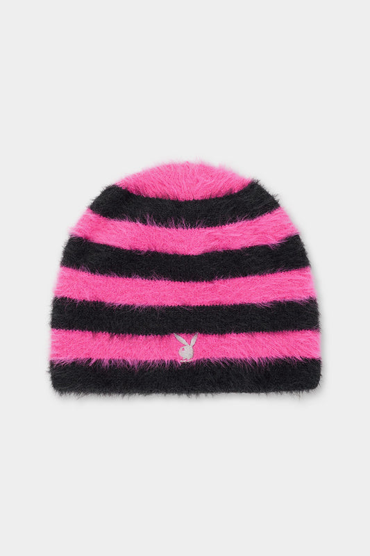[PLAYBOY x DIMITO] MOHAIR BEANIE STRIPE PINK