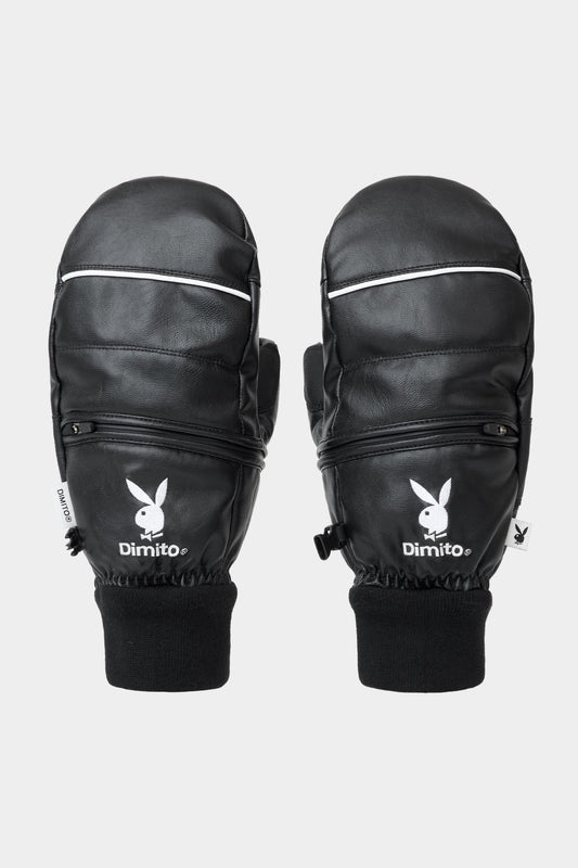 [PLAYBOY x DIMITO] PIPING FAUX LEATHER MITTEN BLACK