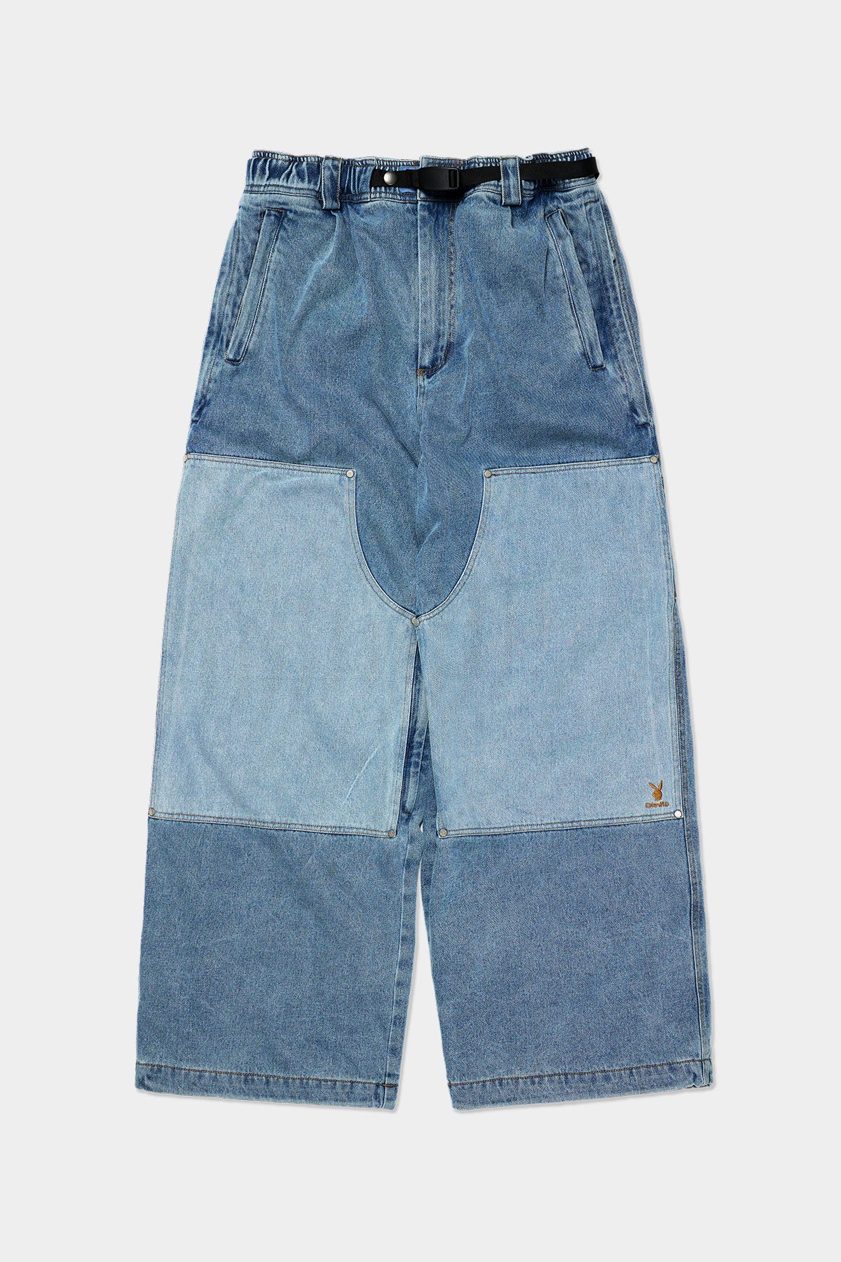[PLAYBOY x DIMITO] DOUBLE KNEE DENIM PANTS (WIDE FIT LV.2) WASHED BLUE