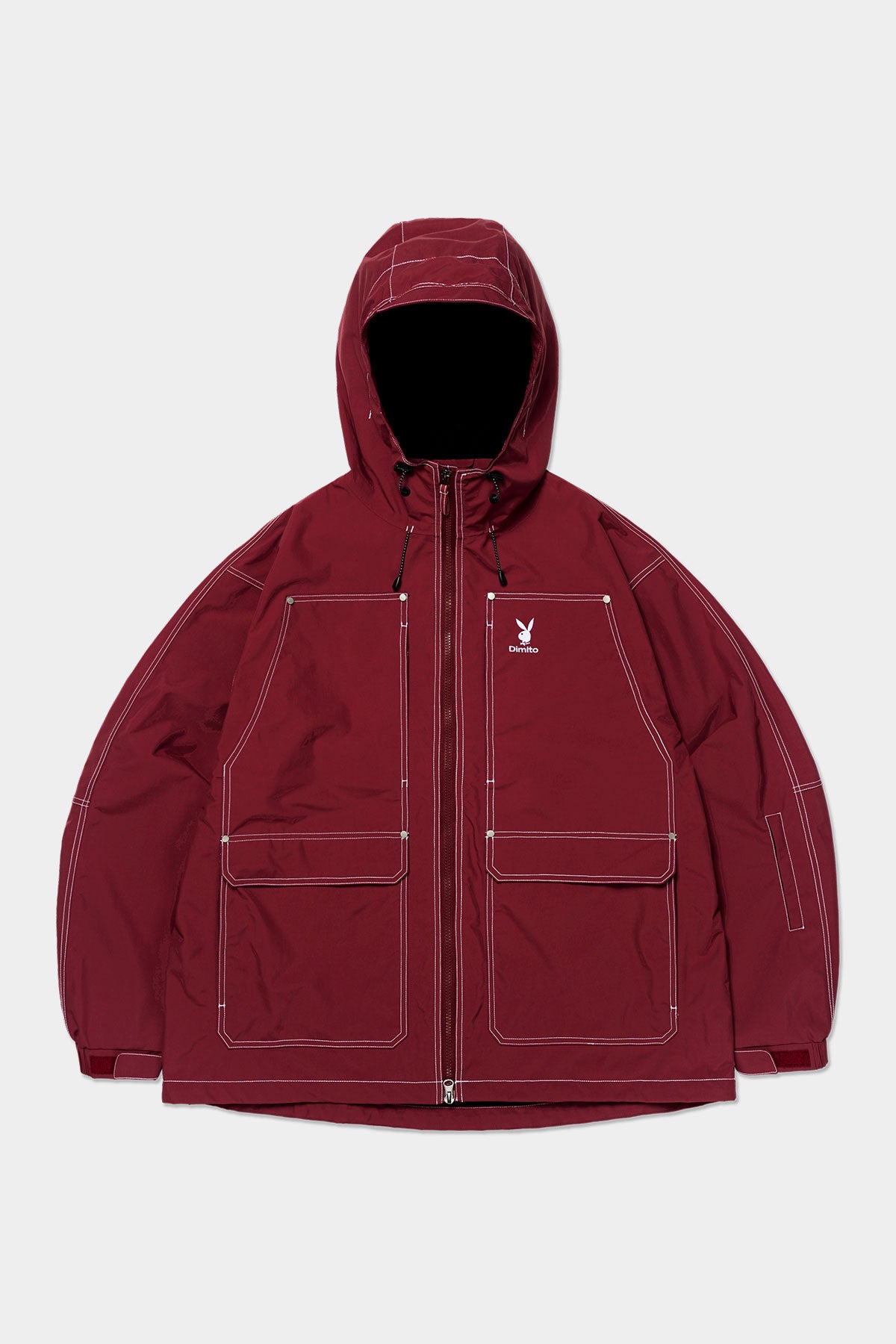 [PLAYBOY x DIMITO] STITCHED TRUCKER JACKET DARK RED