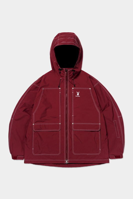[PLAYBOY x DIMITO] STITCHED TRUCKER JACKET DARK RED