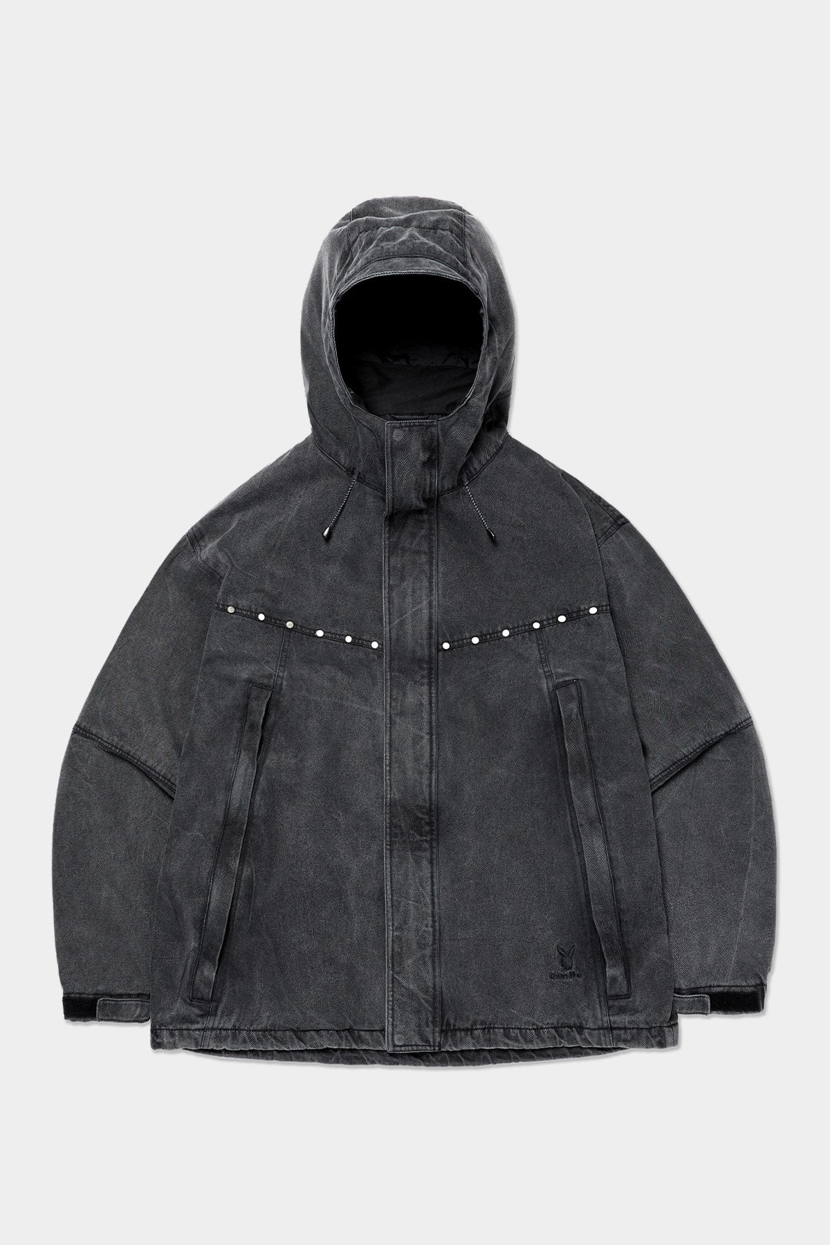 [PLAYBOY x DIMITO] STUD WESTERN DENIM JACKET WASHED GREY