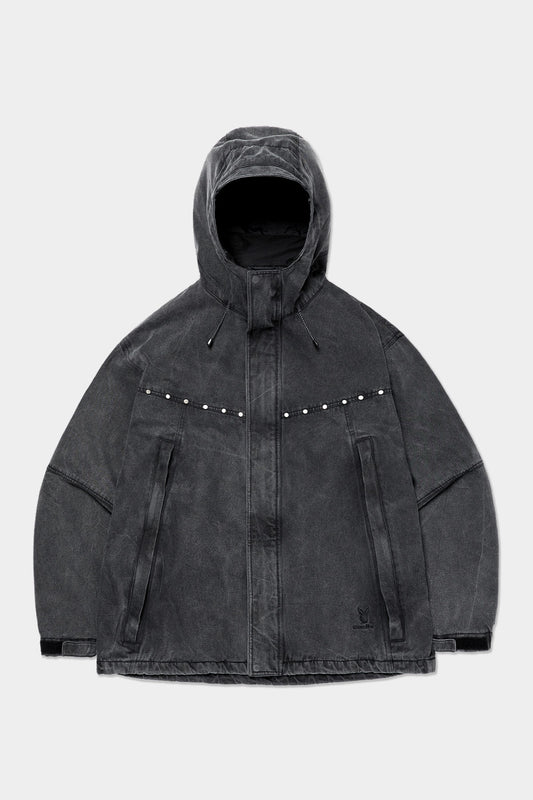 [PLAYBOY x DIMITO] STUD WESTERN DENIM JACKET WASHED GREY