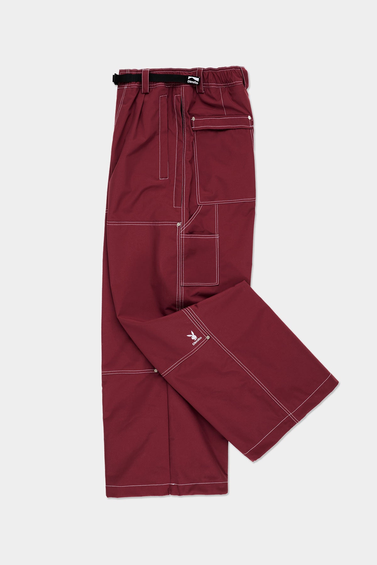 [PLAYBOY x DIMITO] DOUBLE KNEE PANTS (WIDE FIT LV.2) DARK RED