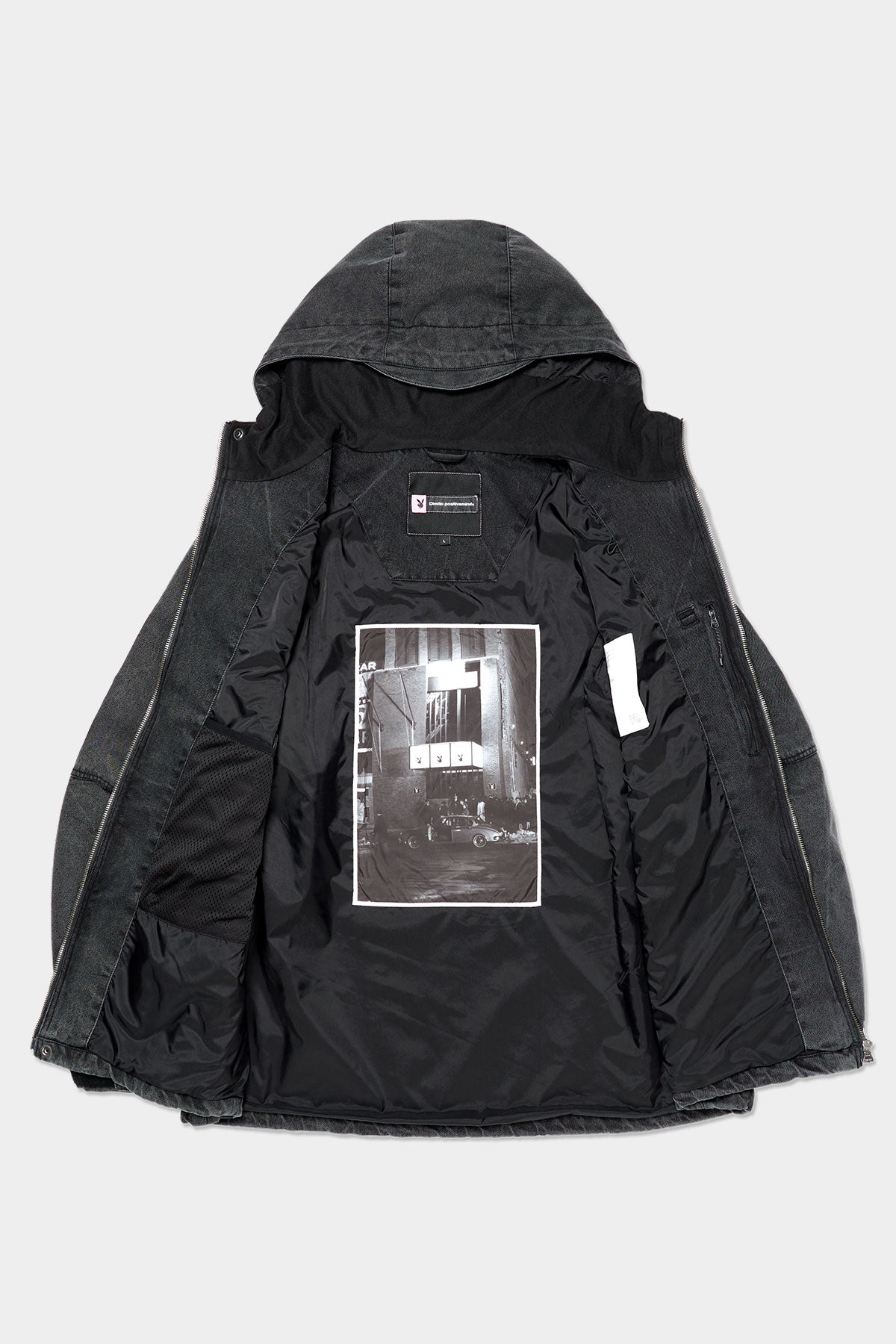 [PLAYBOY x DIMITO] STUD WESTERN DENIM JACKET WASHED GREY