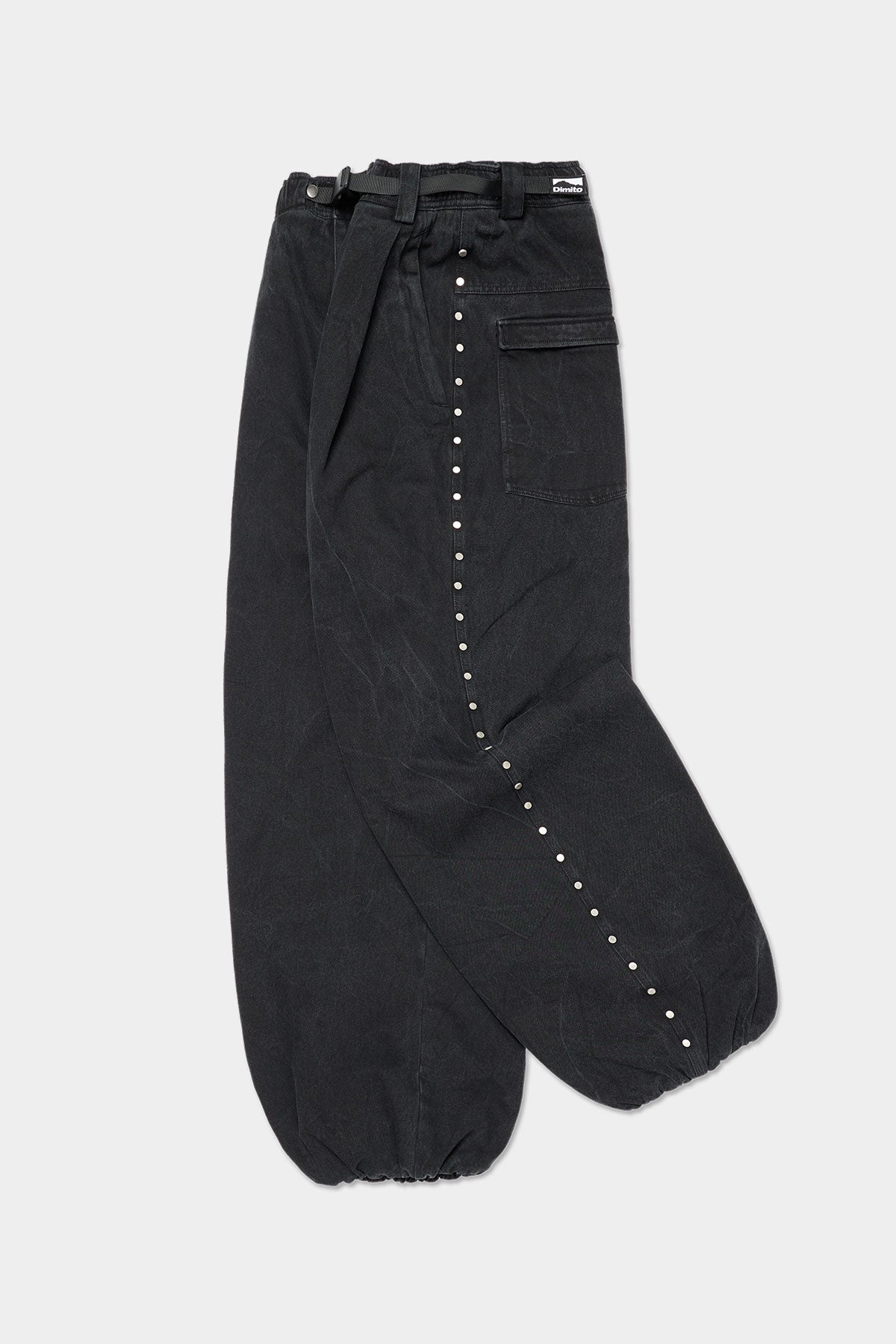 [PLAYBOY x DIMITO] STUD LINE OG DENIM PANTS (WIDE FIT LV.2) WASHED BLACK