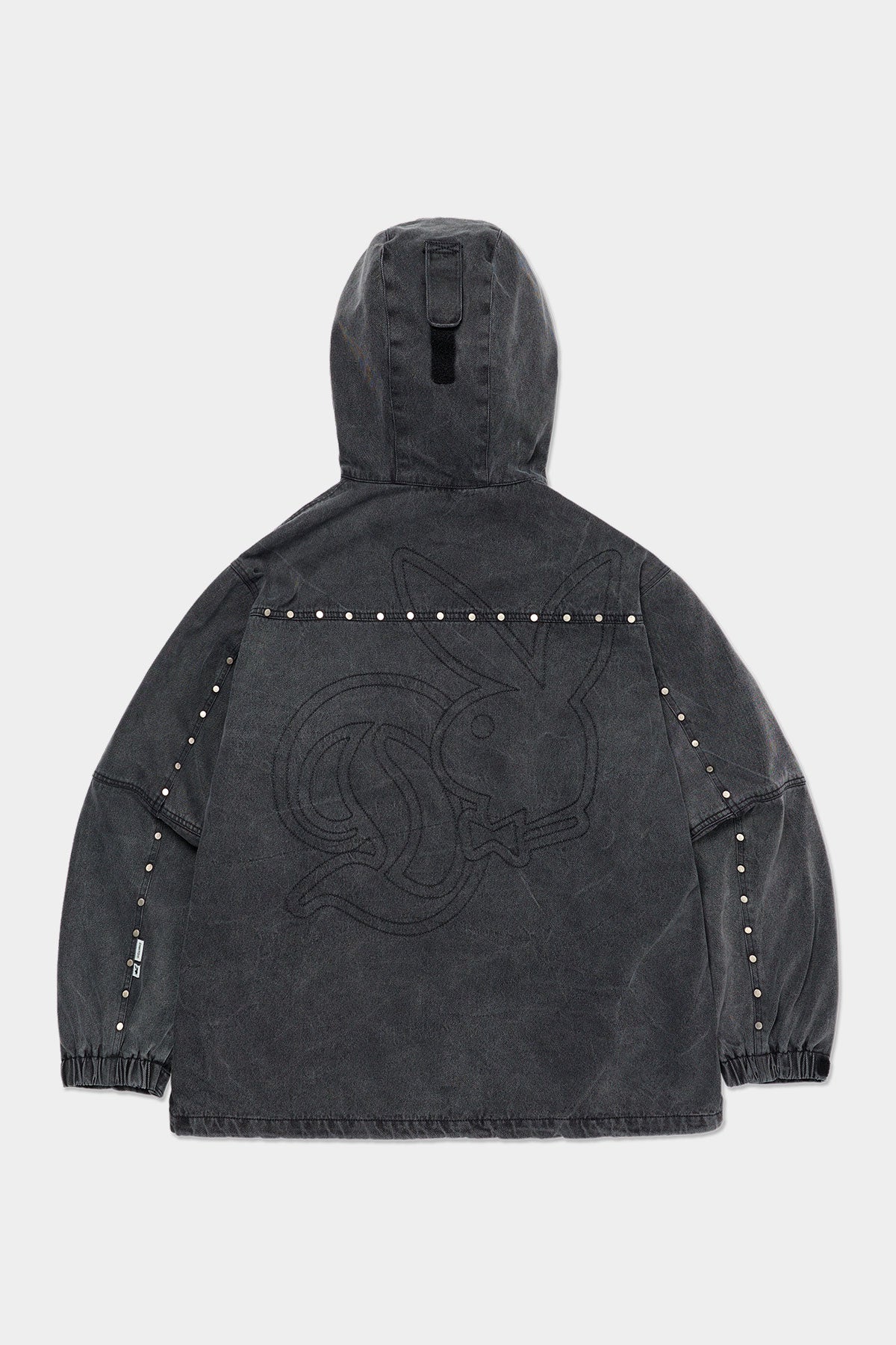 [PLAYBOY x DIMITO] STUD WESTERN DENIM JACKET WASHED GREY