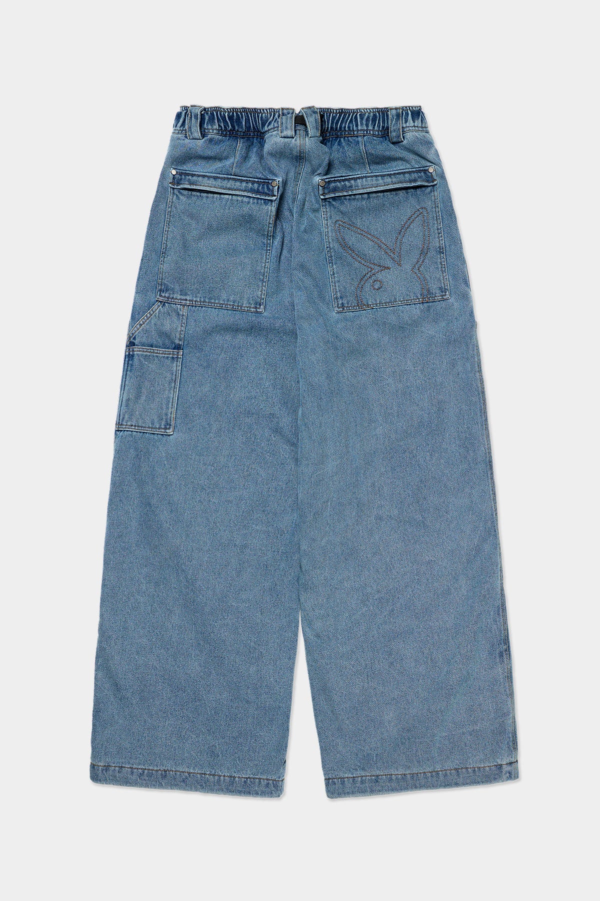 [PLAYBOY x DIMITO] DOUBLE KNEE DENIM PANTS (WIDE FIT LV.2) WASHED BLUE