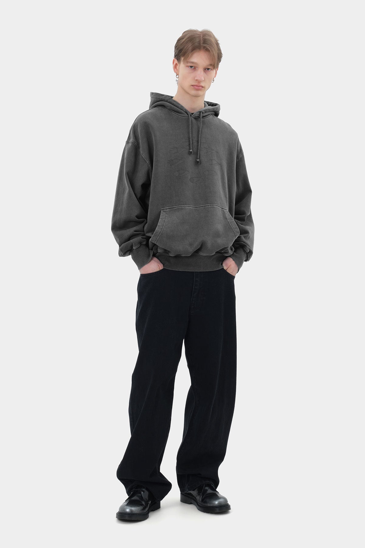 D-AXIS CYCLE GD HOODIE WASHED CHARCOAL