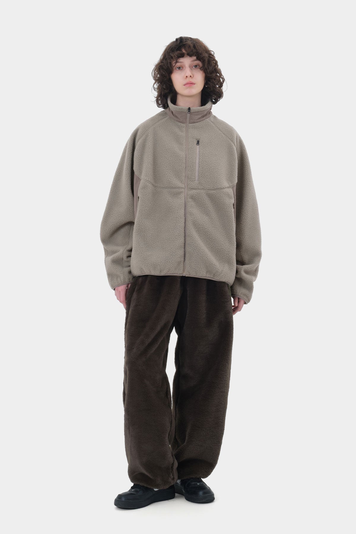 PUFF FLEECE ZIP-UP TAN