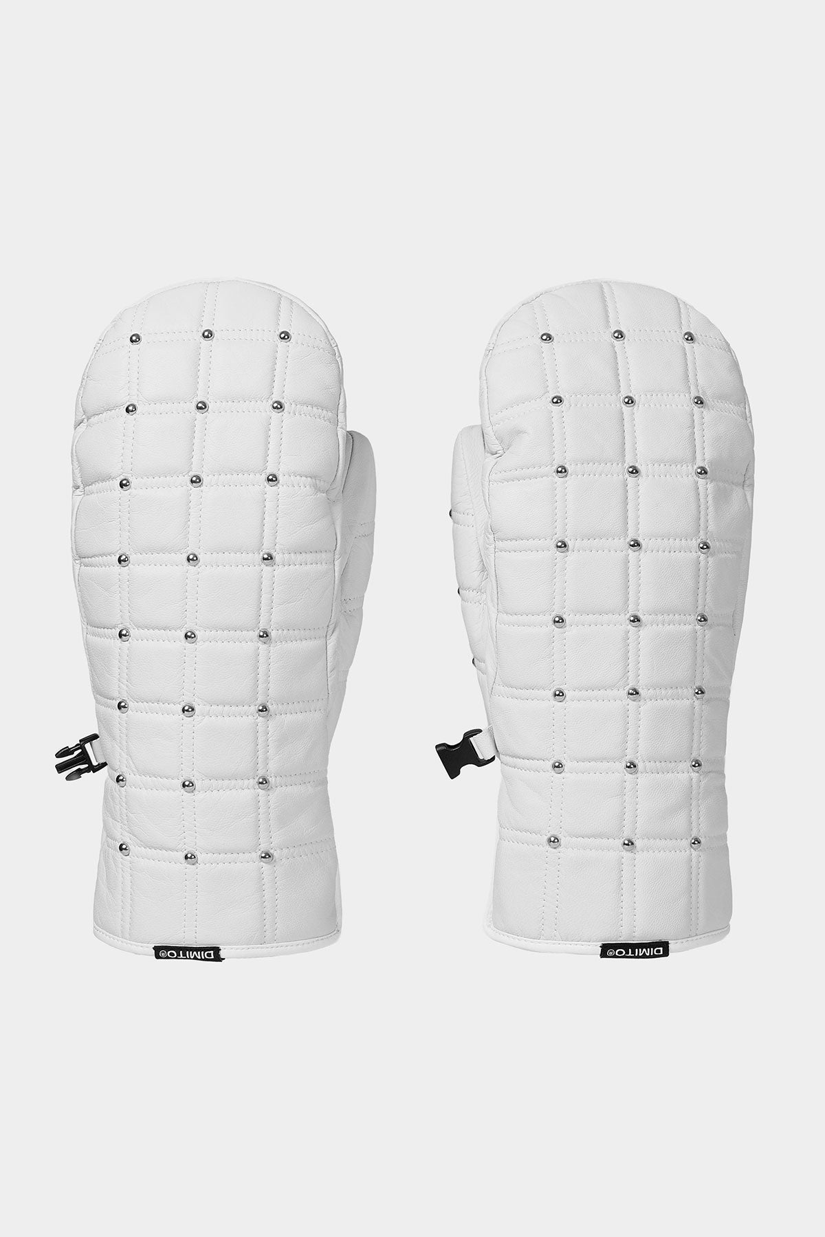 STUD LEATHER MITTEN WHITE