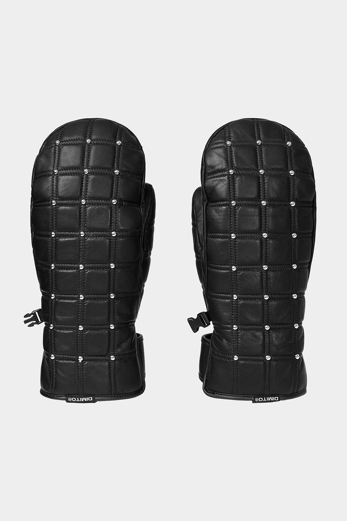 STUD LEATHER MITTEN BLACK