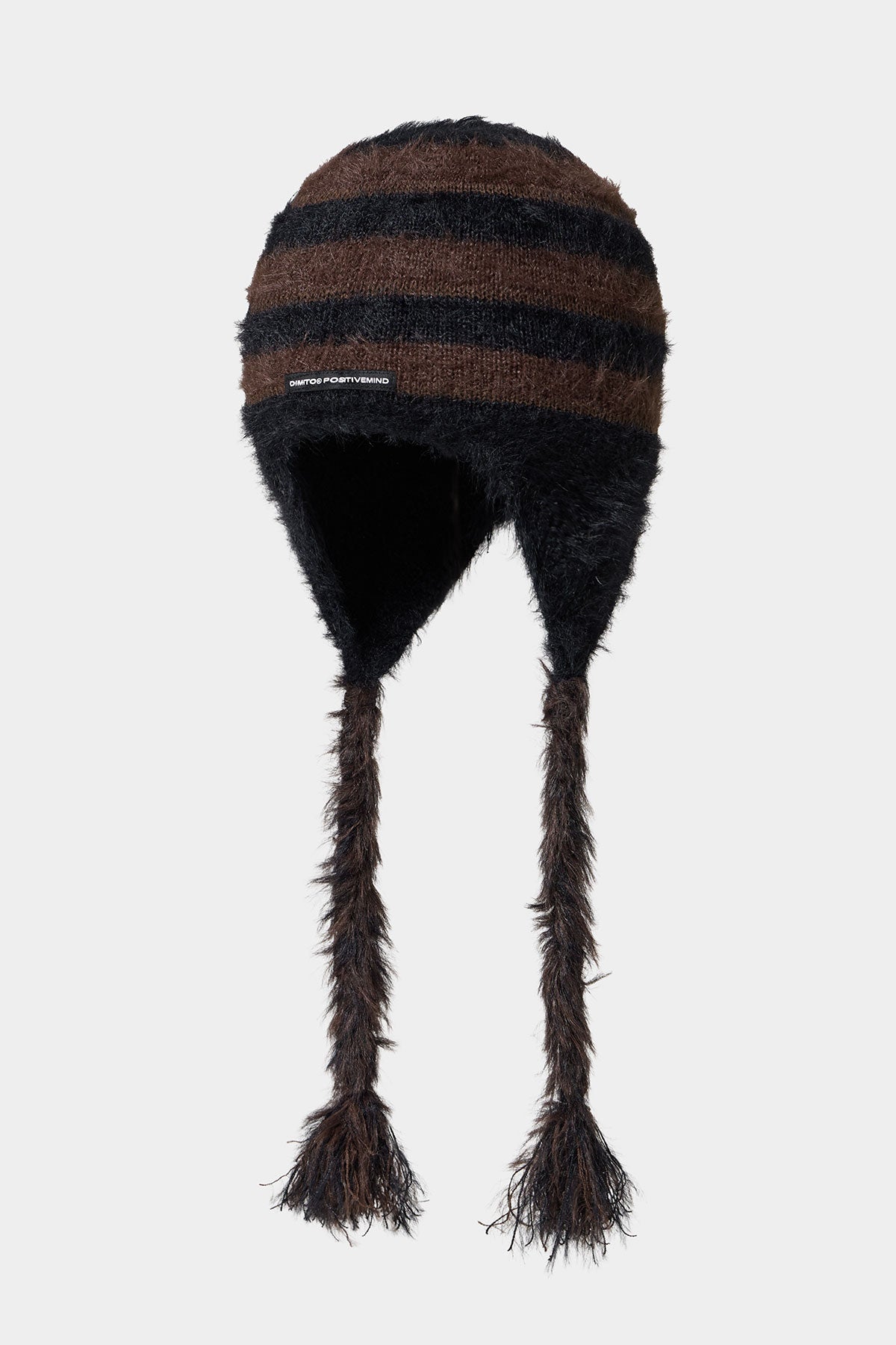 BRUSHED STRIPE EAR FLAP BEANIE DARK NAVY