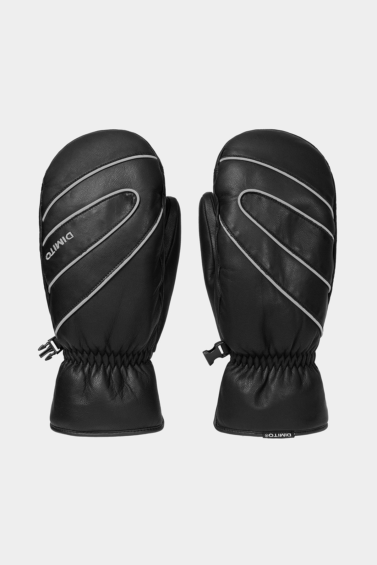 PIPING LEATHER MITTEN BLACK