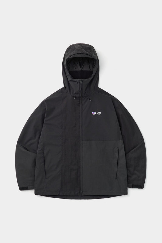[CHAMPION x DIMITO] C-LOGO COLLEGE PATCHWORK JACKET BLACK MIX (Available date : 26.10.12)