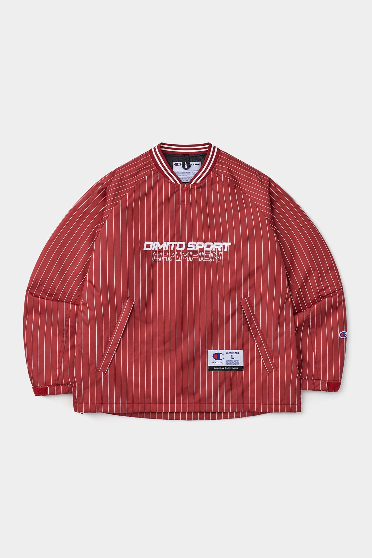 [CHAMPION x DIMITO] SPORT V-NECK SNAP PULLOVER STRIPE RED (Available date : 26.10.12)